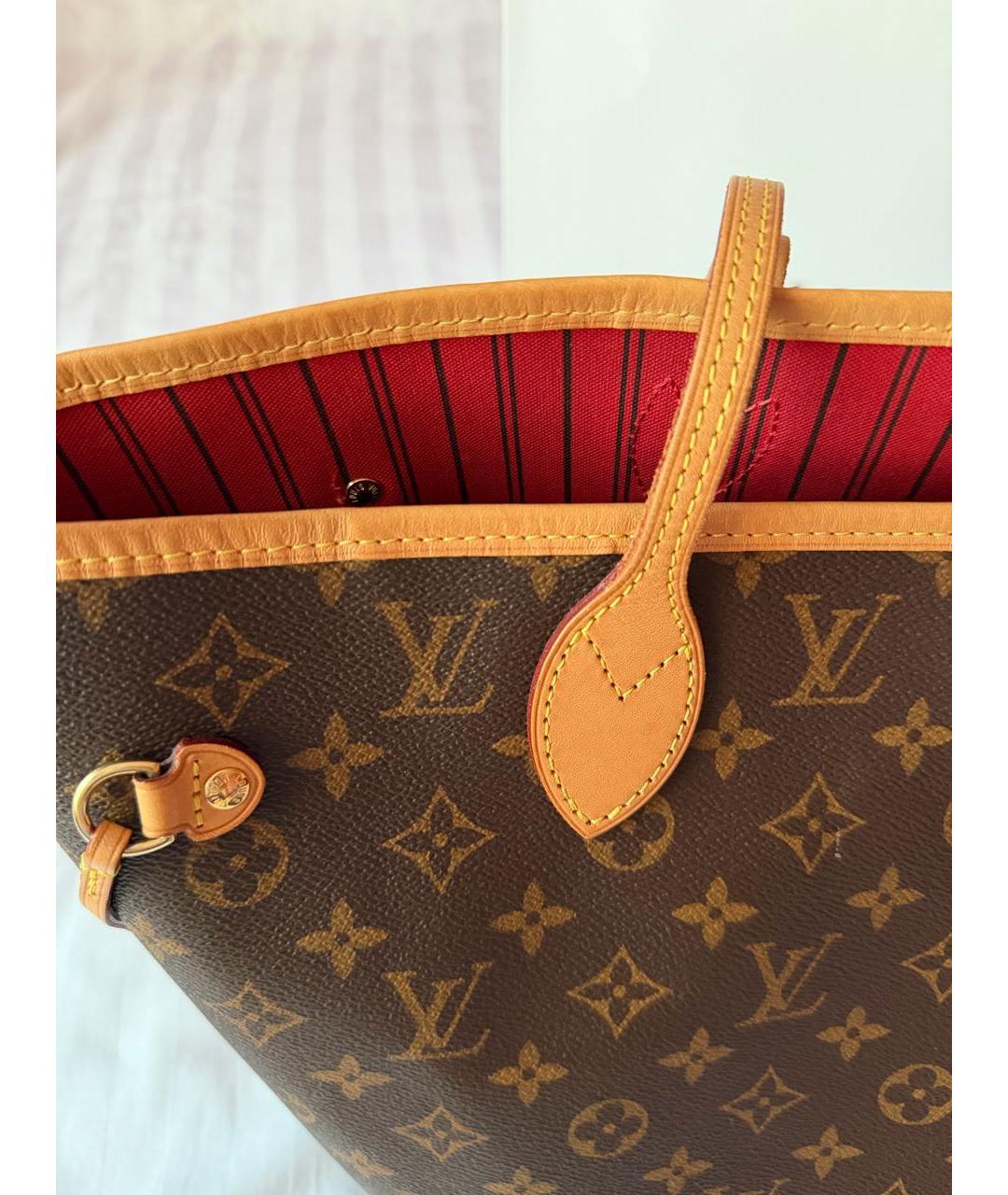 LOUIS VUITTON Коричневая кожаная сумка тоут, фото 6