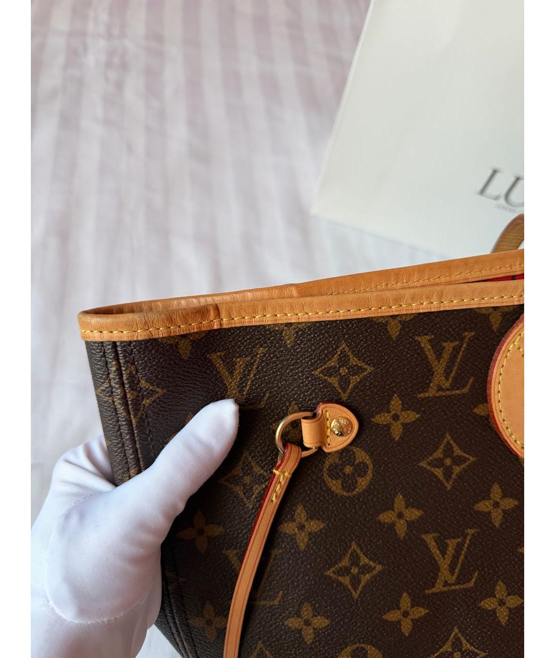LOUIS VUITTON Коричневая кожаная сумка тоут, фото 5