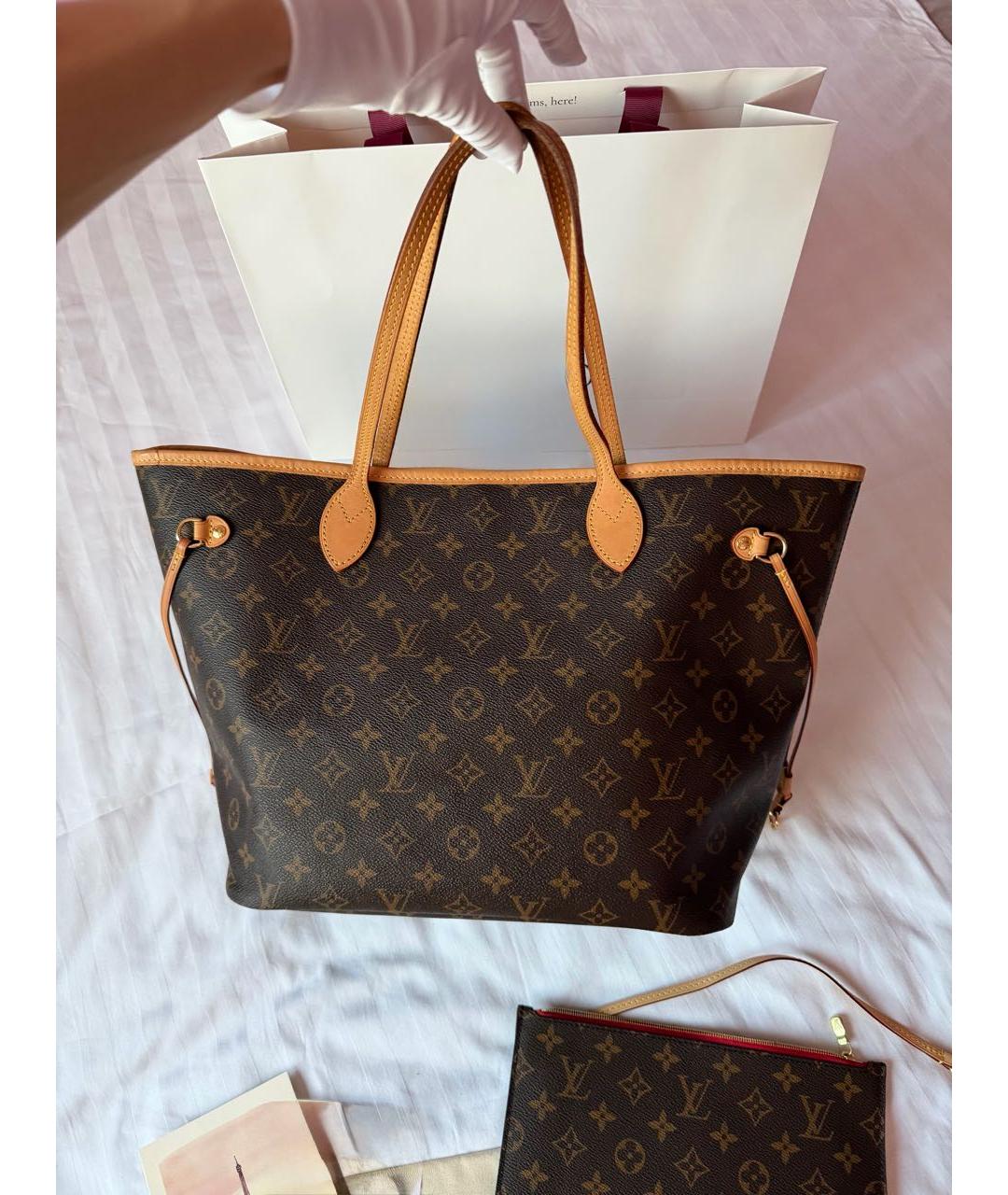 LOUIS VUITTON Коричневая кожаная сумка тоут, фото 2