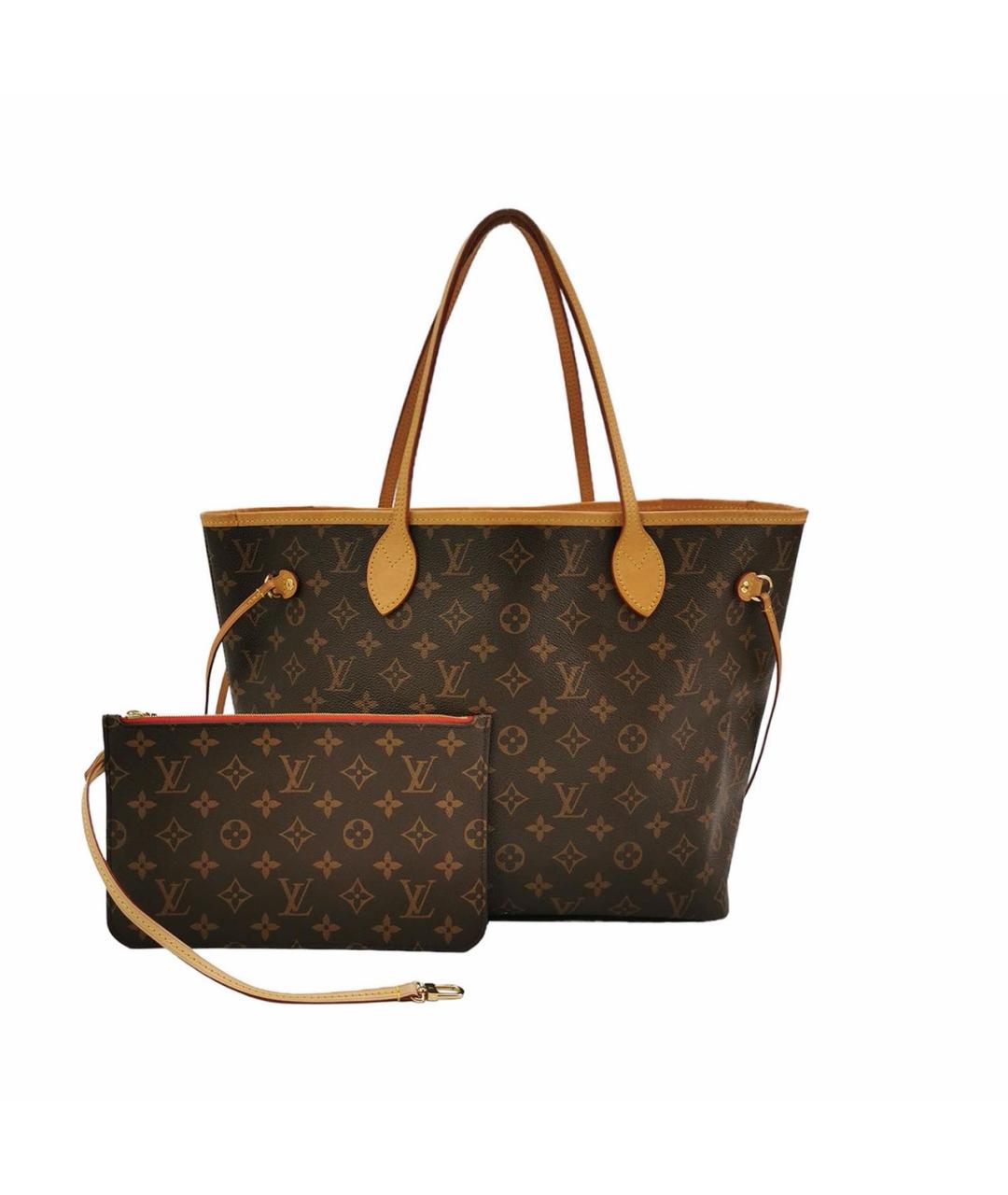 LOUIS VUITTON Коричневая кожаная сумка тоут, фото 9