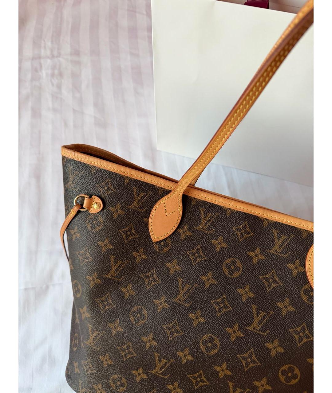 LOUIS VUITTON Коричневая кожаная сумка тоут, фото 3