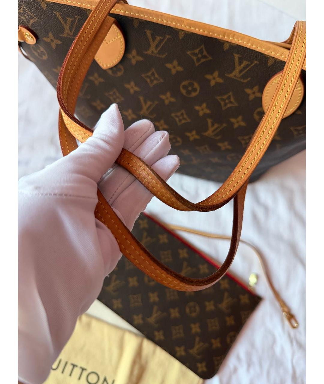LOUIS VUITTON Коричневая кожаная сумка тоут, фото 4
