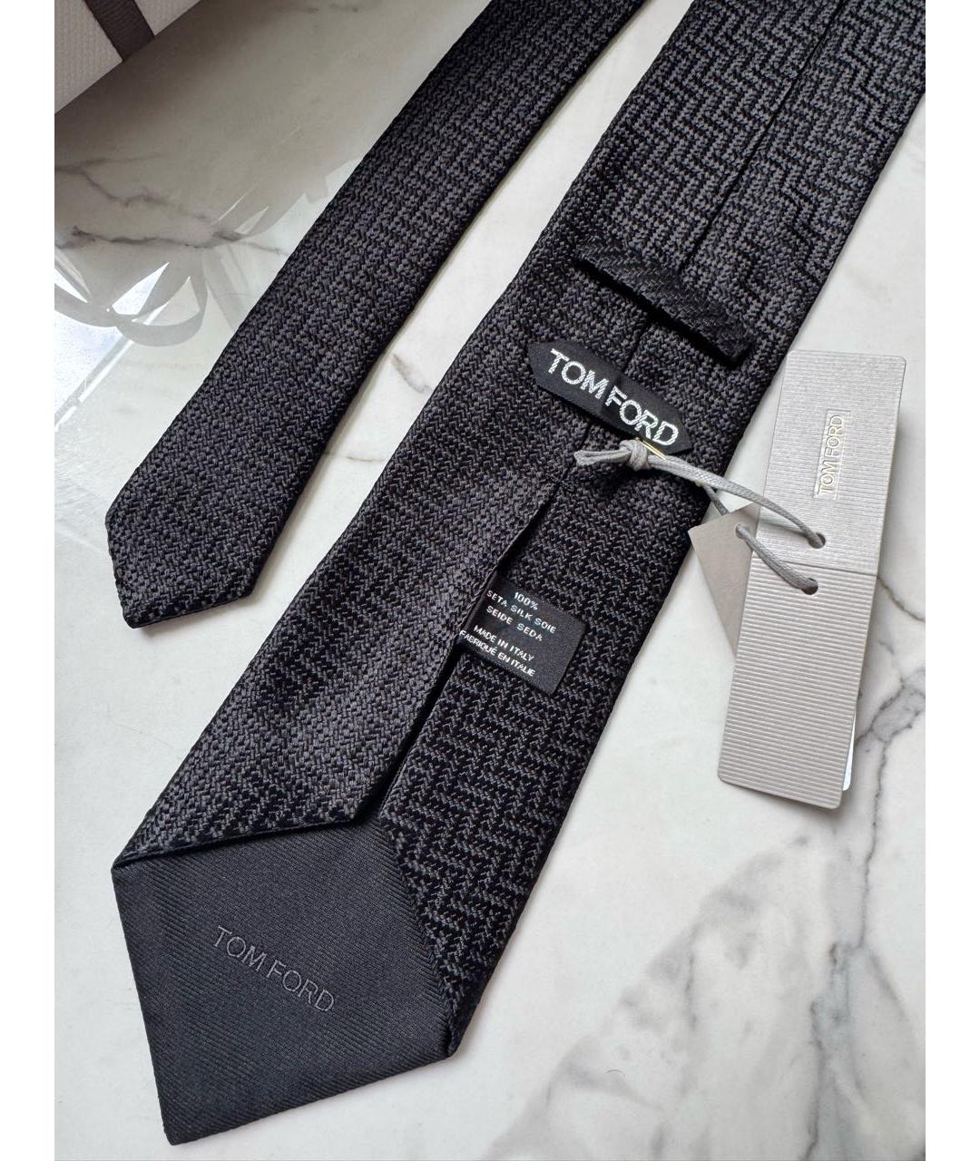TOM FORD Черный шелковый галстук, фото 4