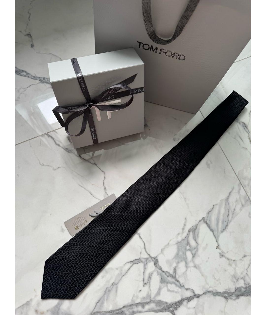 TOM FORD Черный шелковый галстук, фото 3