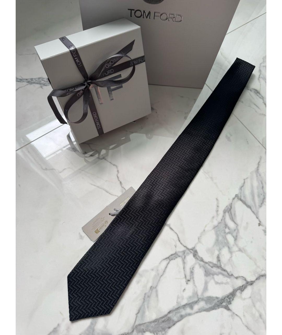 TOM FORD Черный шелковый галстук, фото 2