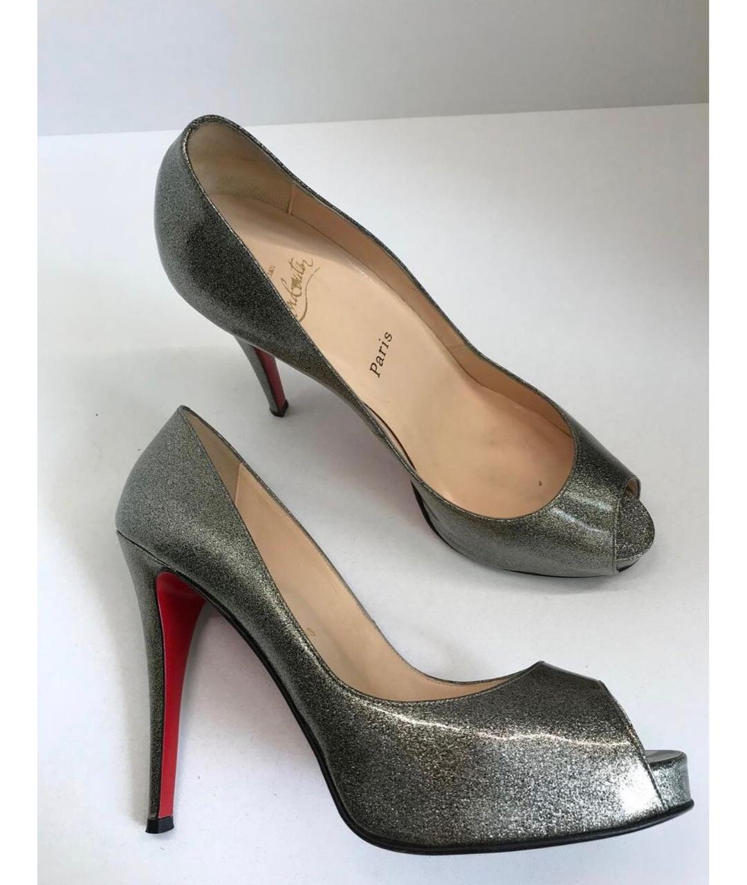 CHRISTIAN LOUBOUTIN Золотые туфли из лакированной кожи, фото 2