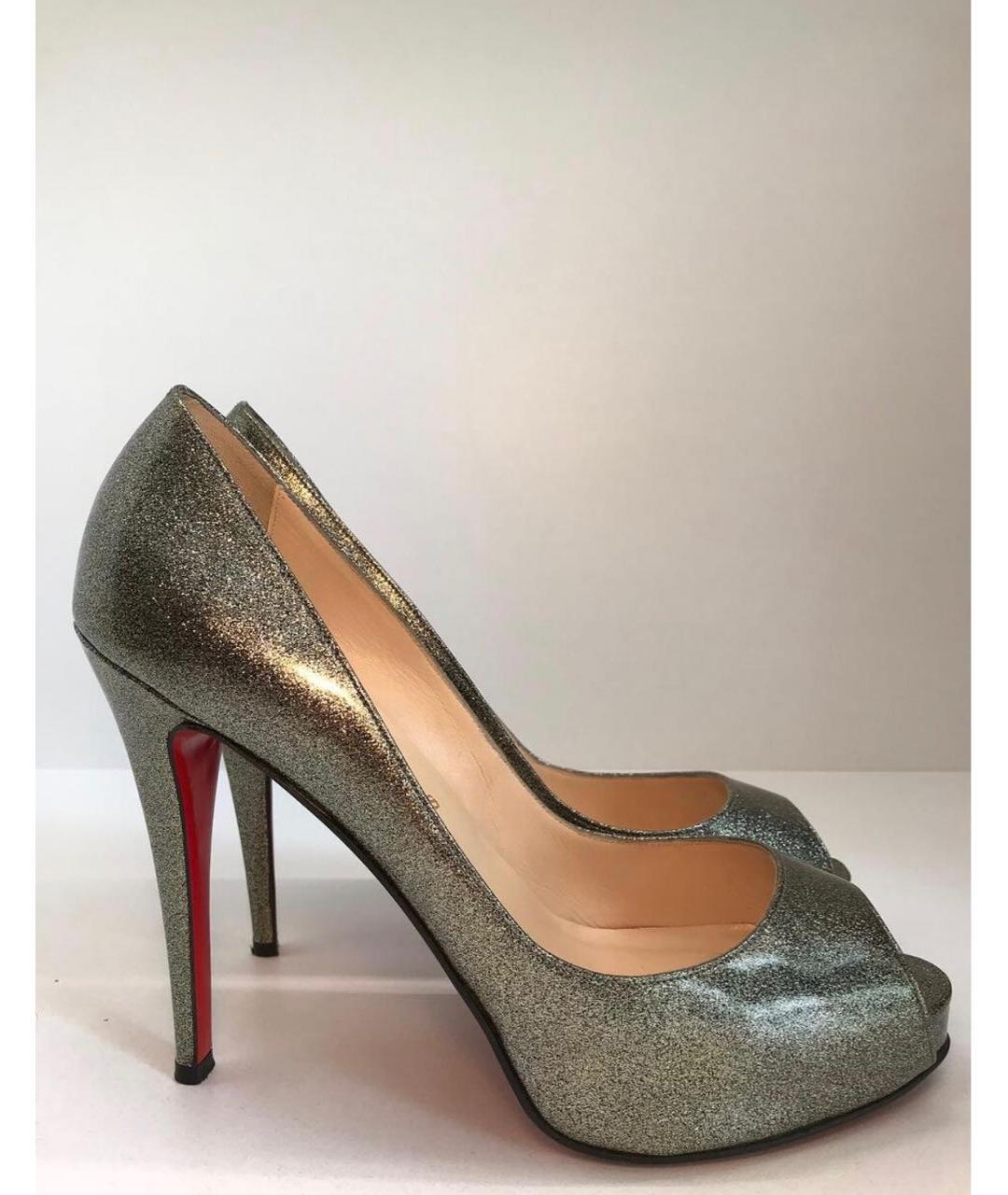 CHRISTIAN LOUBOUTIN Золотые туфли из лакированной кожи, фото 9