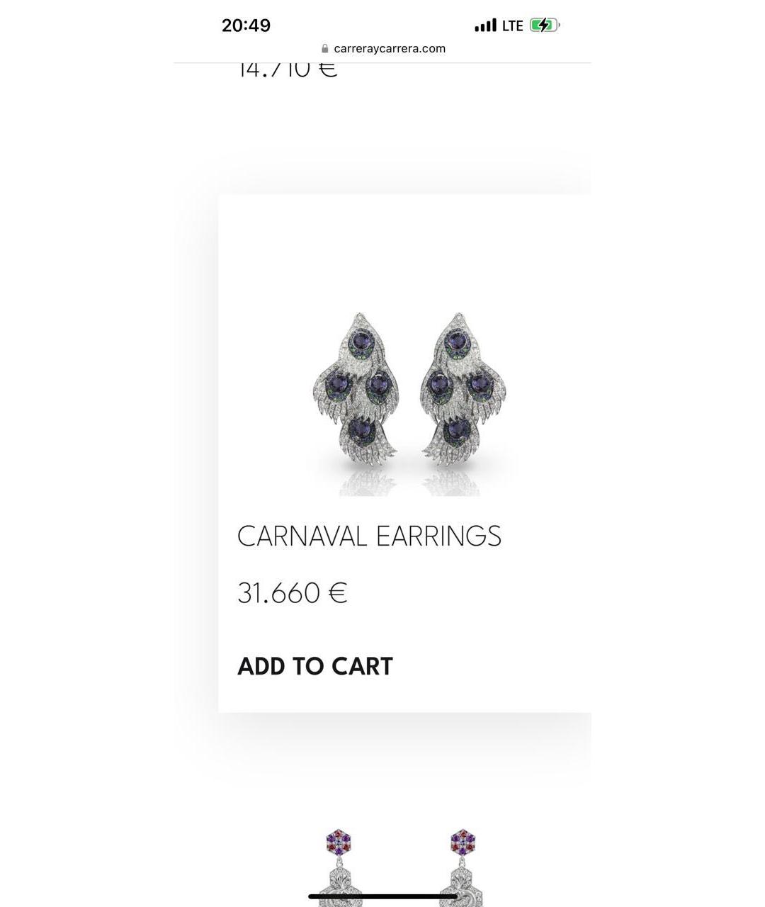 CARRERA Y CARRERA Белые серьги из белого золота, фото 7