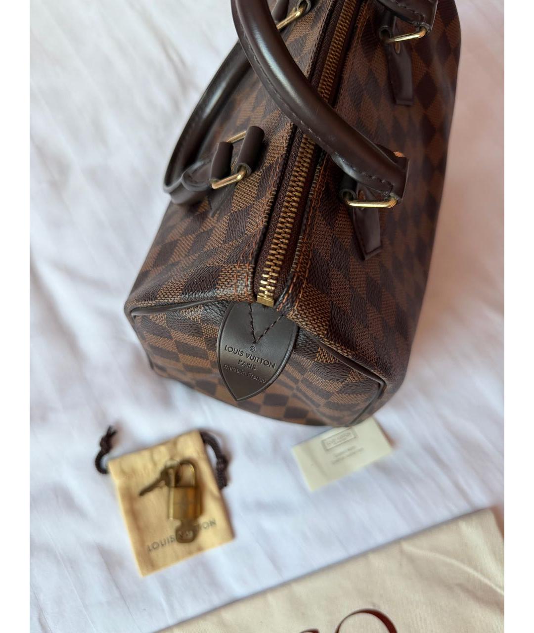 LOUIS VUITTON Коричневая кожаная сумка тоут, фото 7