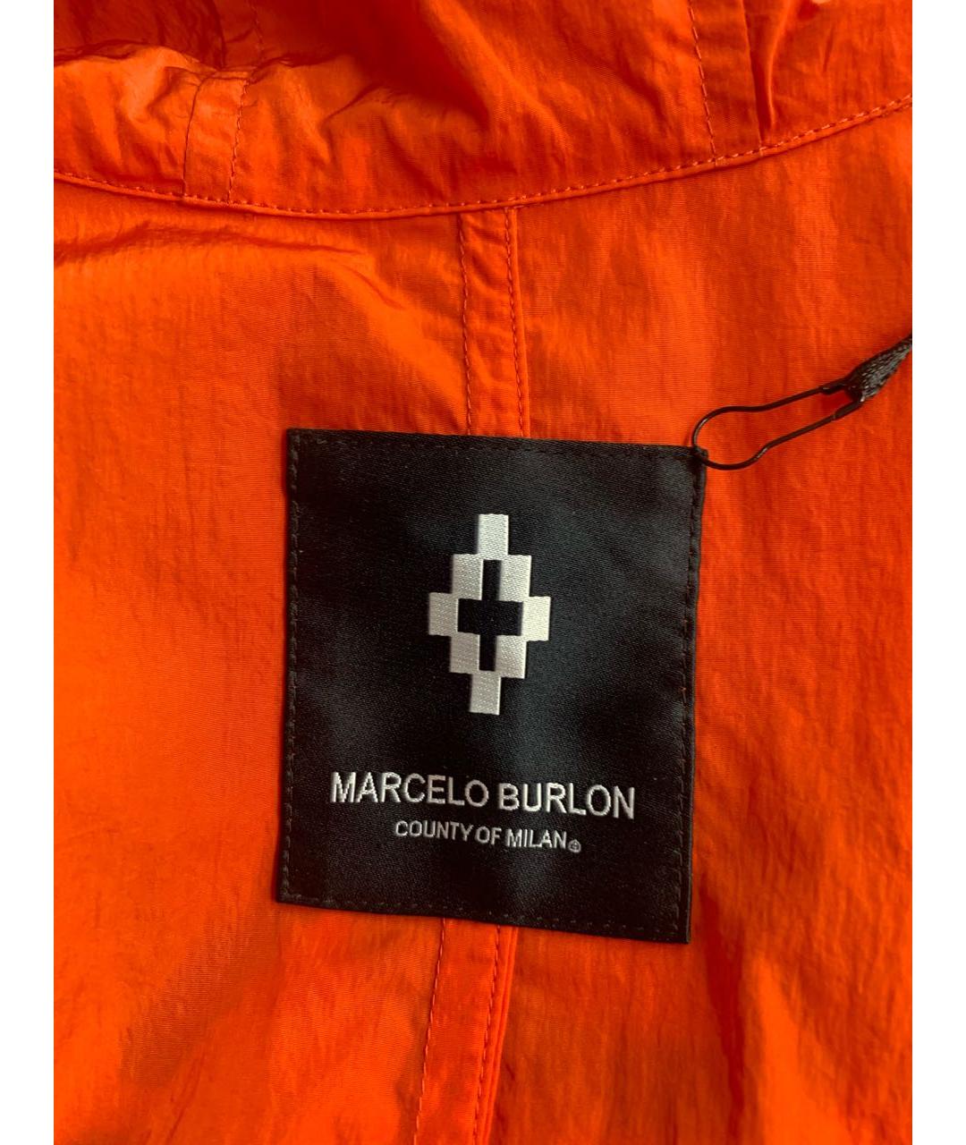 MARCELO BURLON Оранжевый полиамидовый тренч/плащ, фото 5