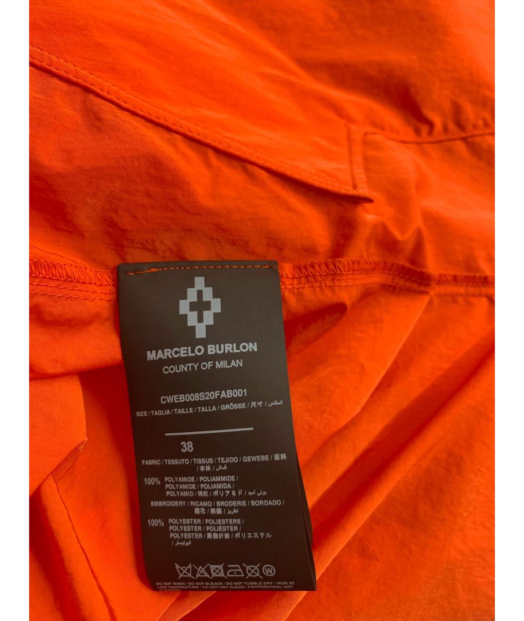 MARCELO BURLON Оранжевый полиамидовый тренч/плащ, фото 6