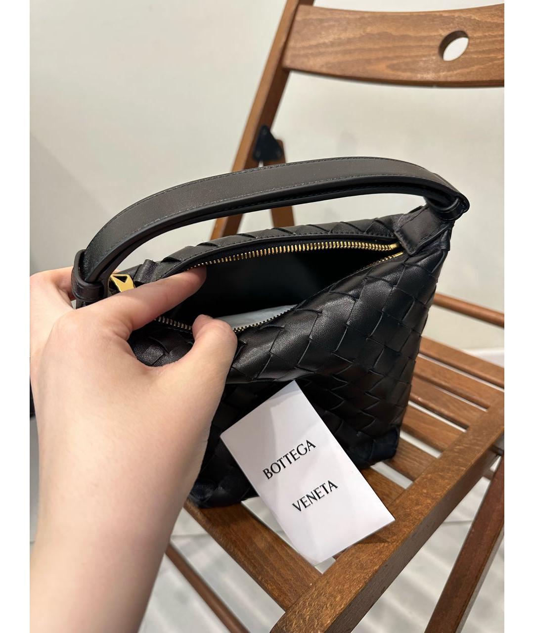 BOTTEGA VENETA Черная кожаная сумка с короткими ручками, фото 4