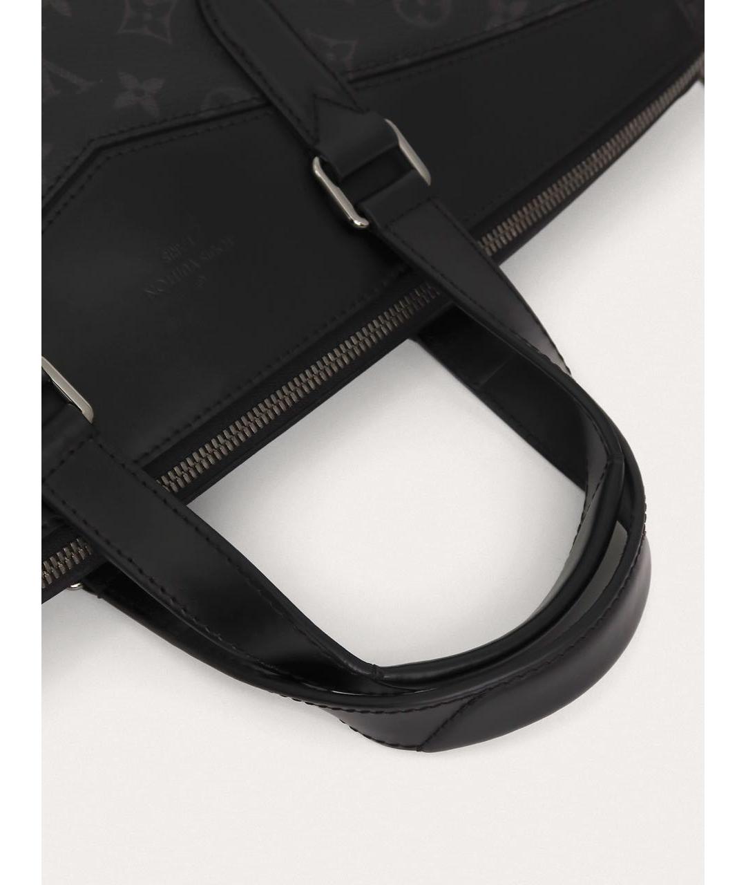 LOUIS VUITTON Черный кожаный портфель, фото 5