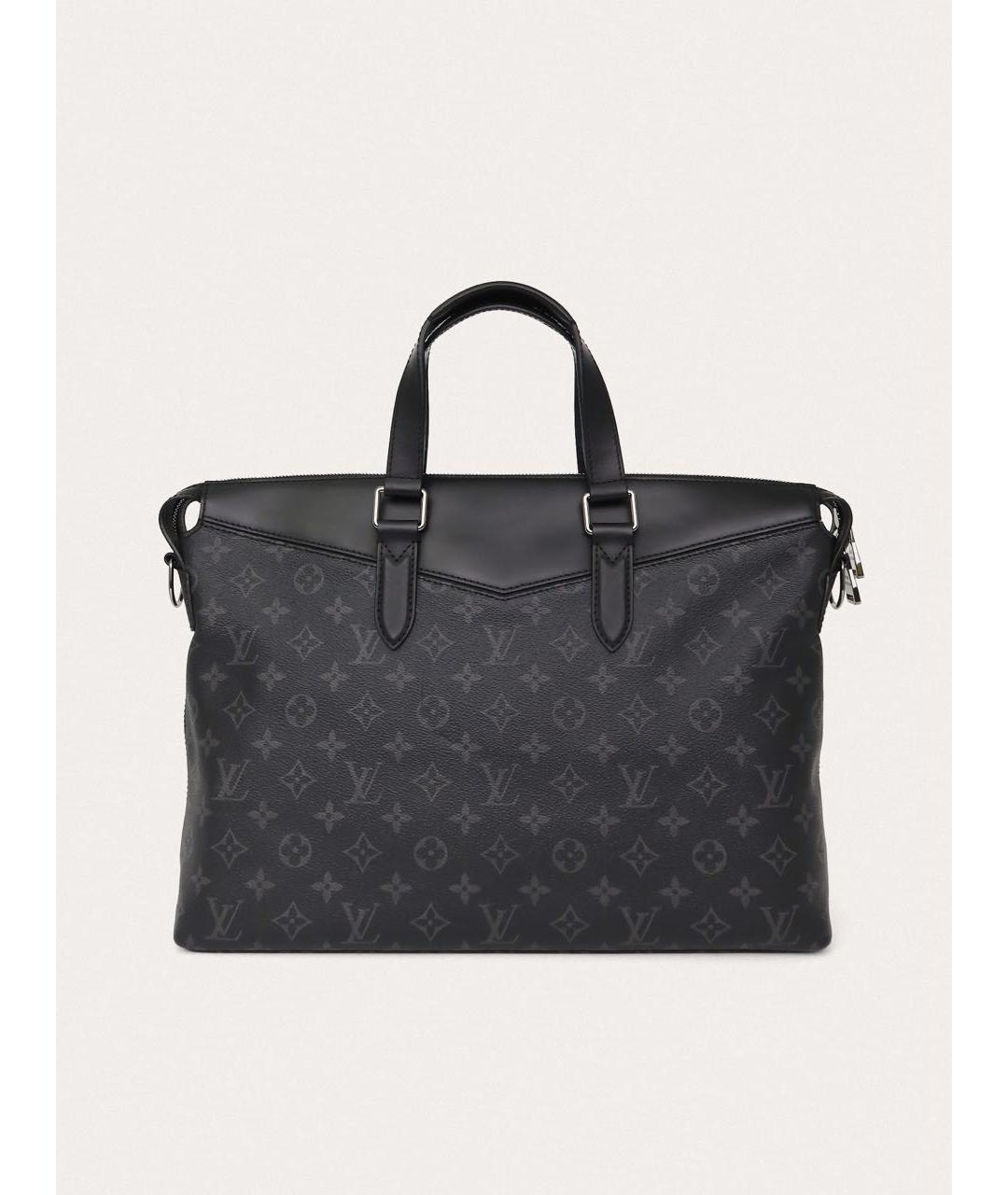 LOUIS VUITTON Черный кожаный портфель, фото 9
