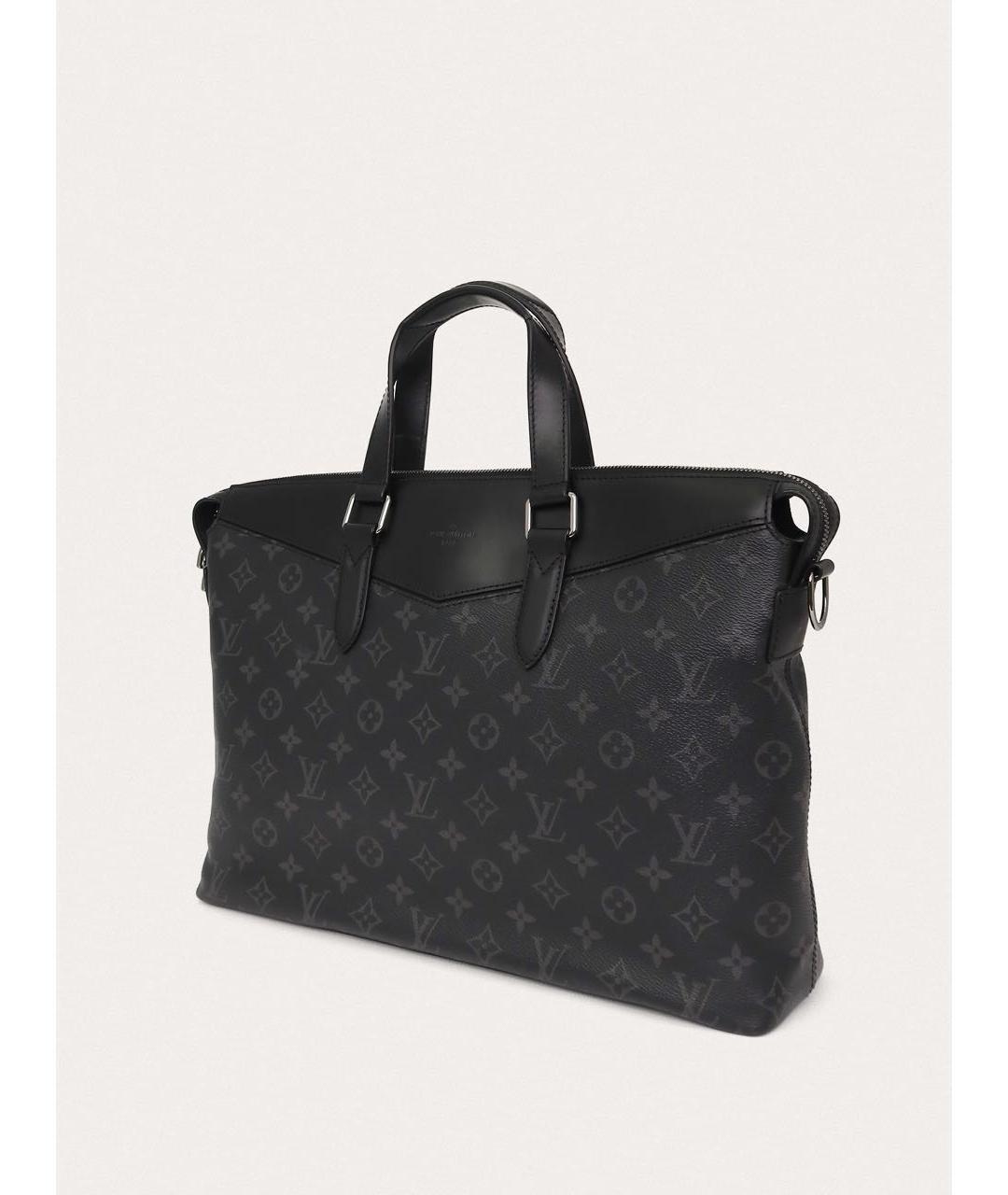 LOUIS VUITTON Черный кожаный портфель, фото 2