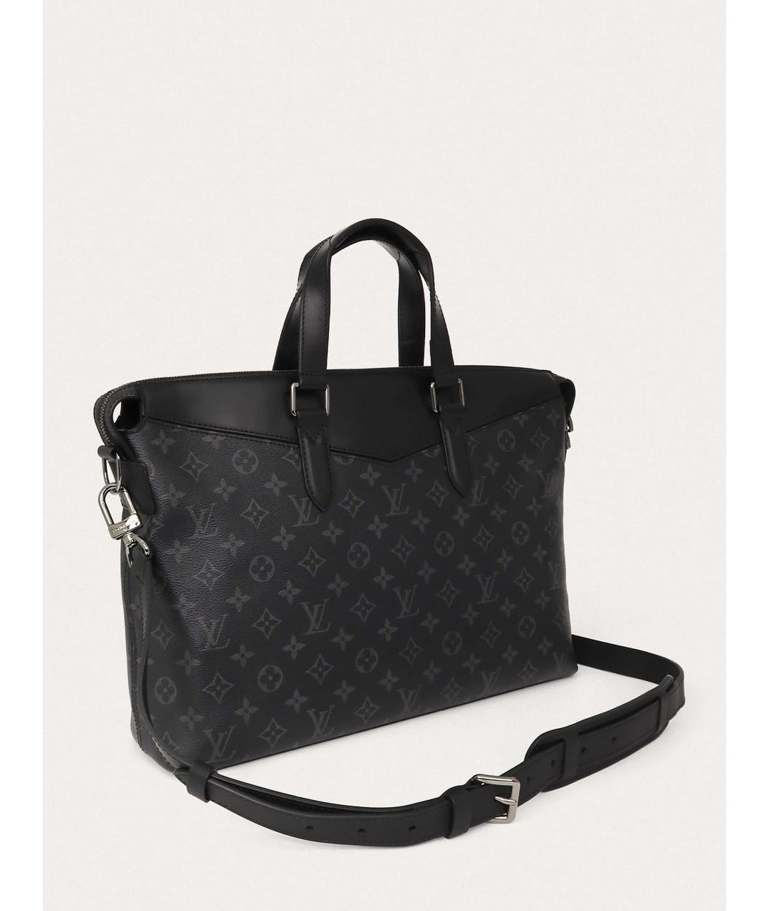 LOUIS VUITTON Черный кожаный портфель, фото 8