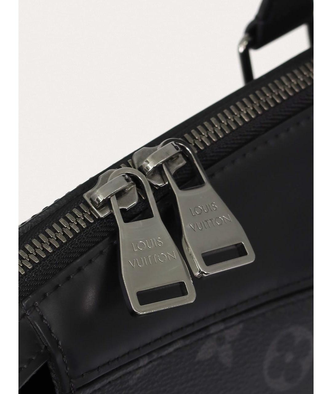 LOUIS VUITTON Черный кожаный портфель, фото 7