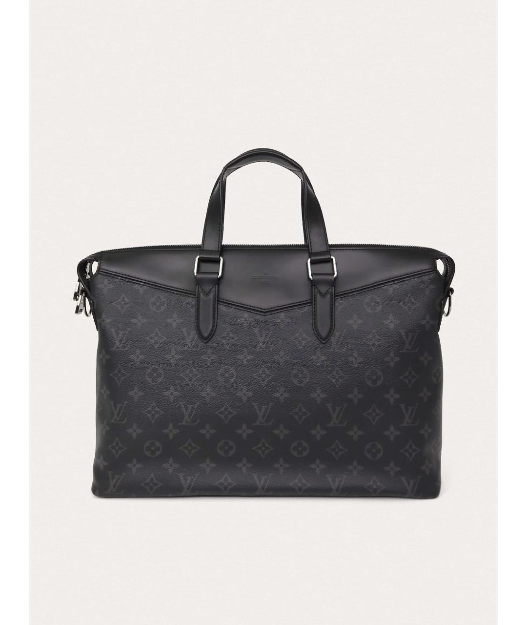LOUIS VUITTON Черный кожаный портфель, фото 3