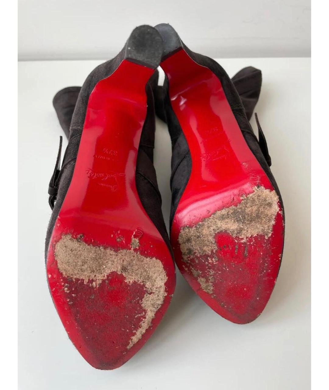 CHRISTIAN LOUBOUTIN Коричневые замшевые полусапоги, фото 6