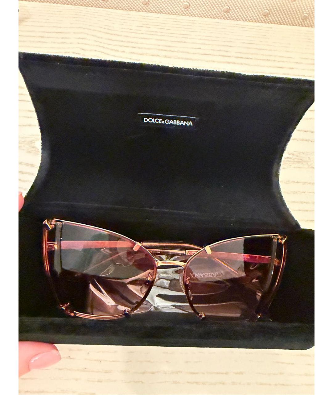 DOLCE&GABBANA Коричневые металлические солнцезащитные очки, фото 4