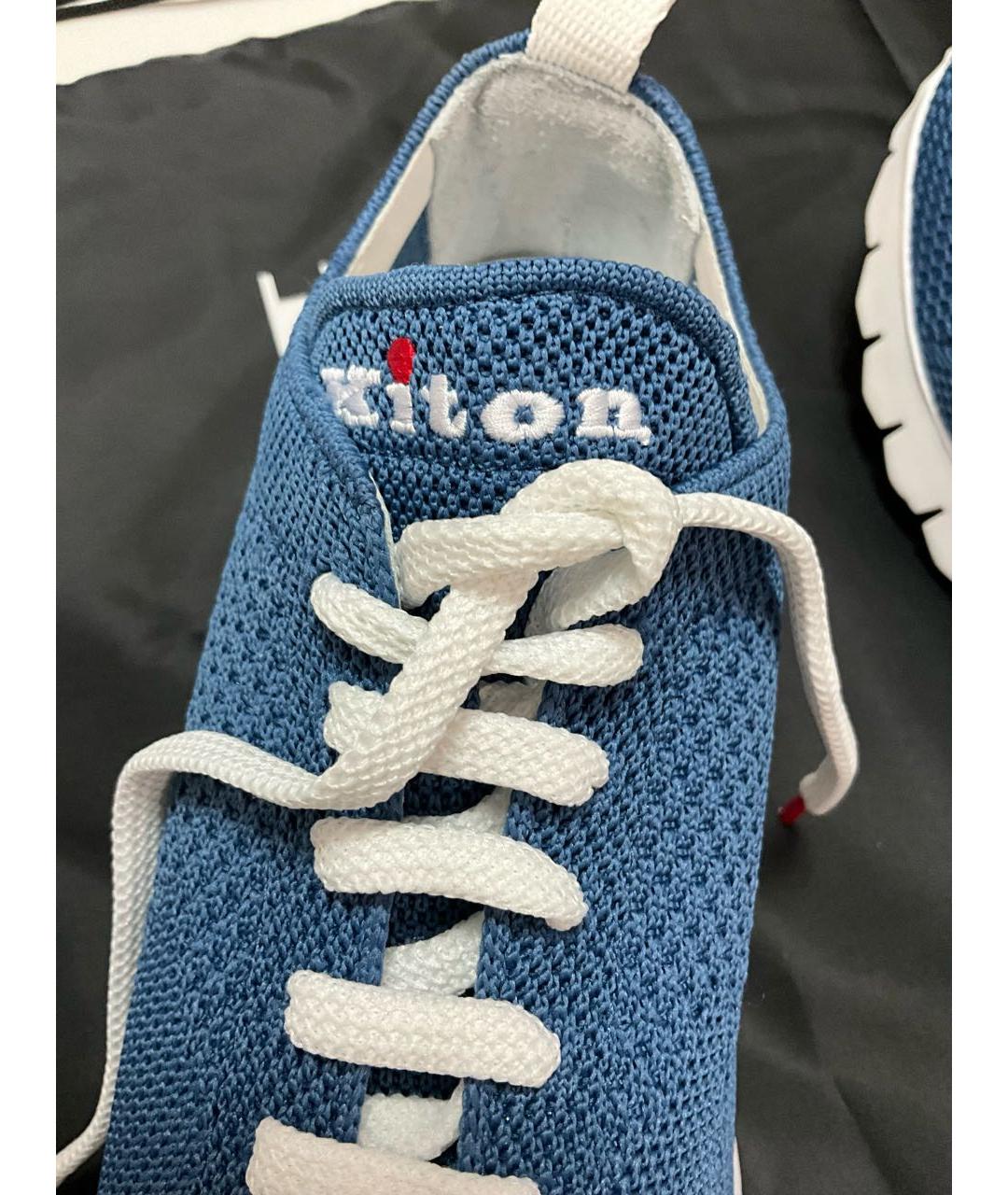 KITON Синие текстильные низкие кроссовки / кеды, фото 8