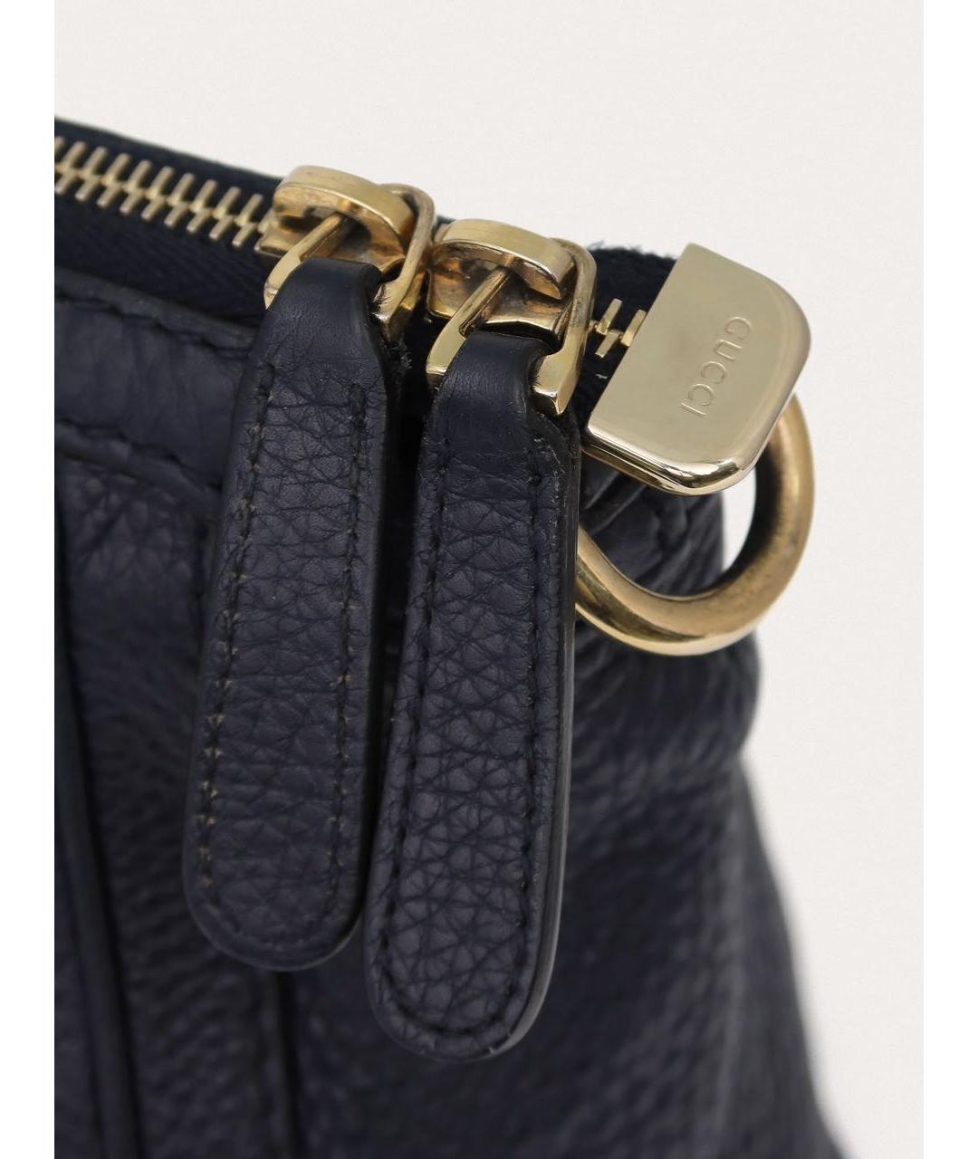 GUCCI Темно-синяя кожаная сумка через плечо, фото 5