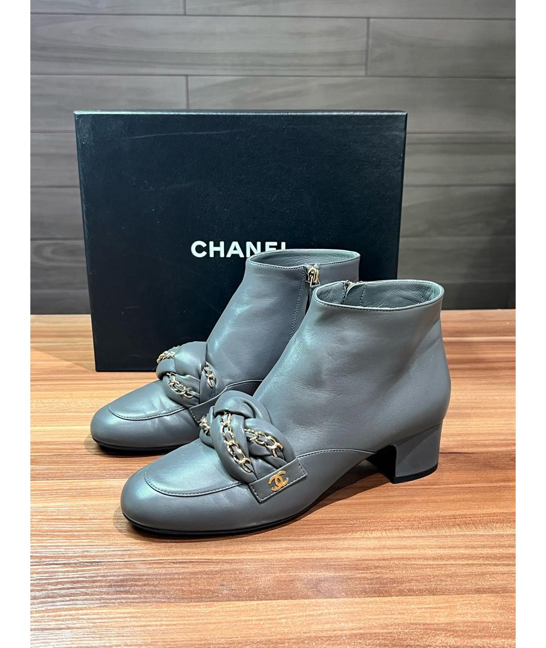 CHANEL Серые кожаные ботильоны, фото 6