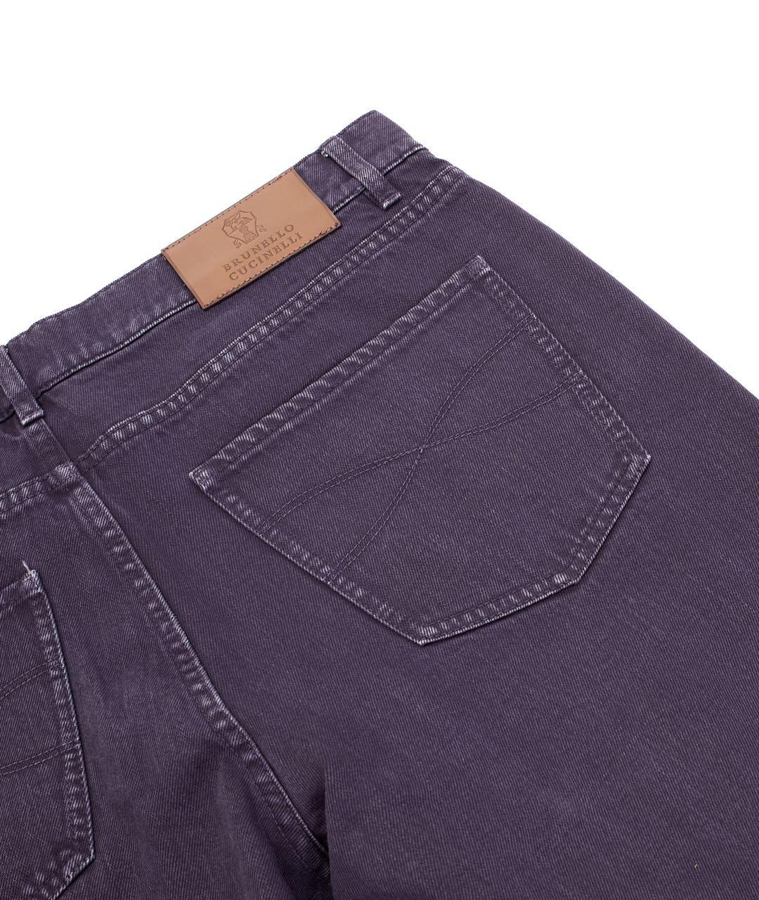 BRUNELLO CUCINELLI Фиолетовые хлопковые прямые джинсы, фото 2