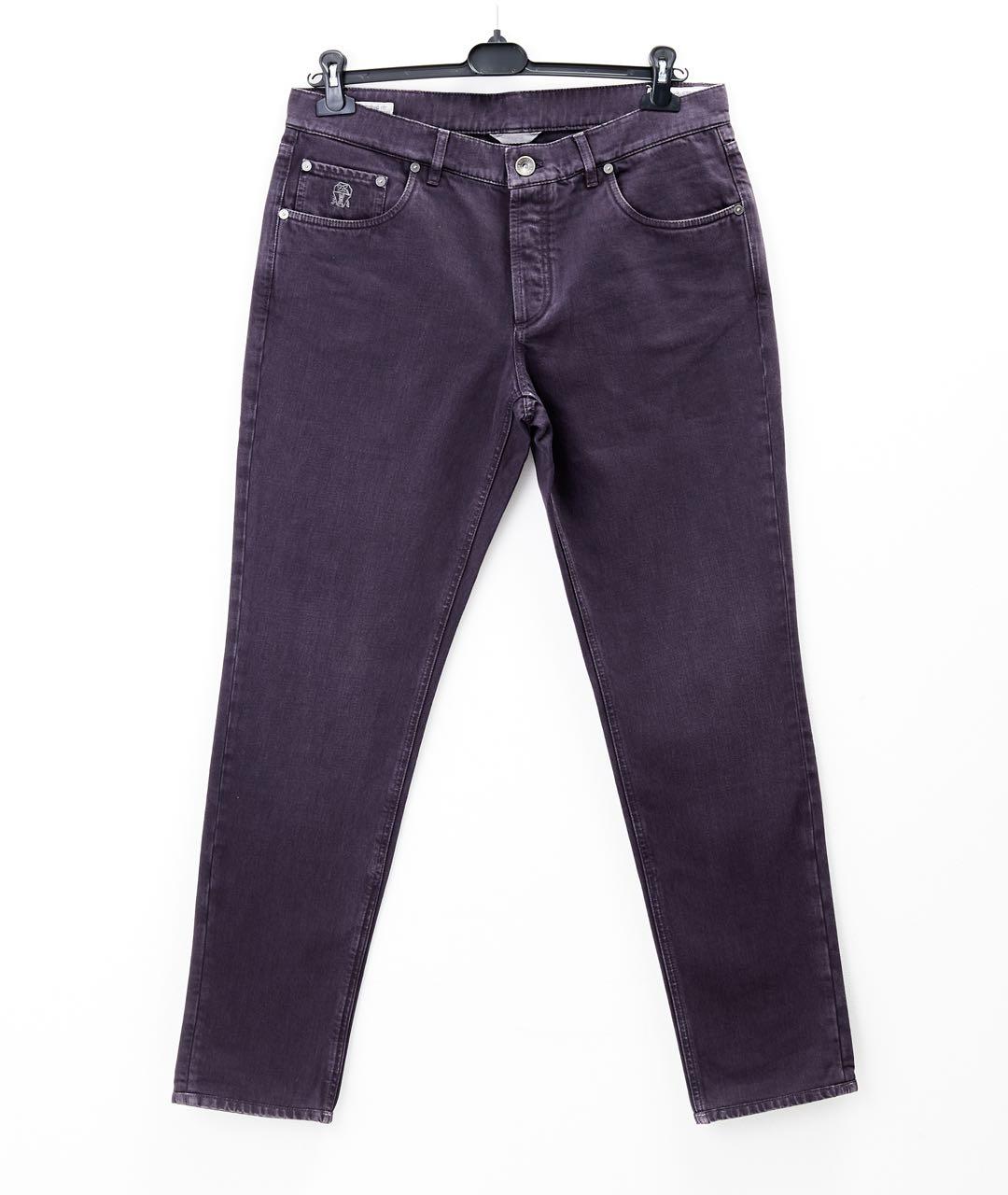 BRUNELLO CUCINELLI Фиолетовые хлопковые прямые джинсы, фото 5