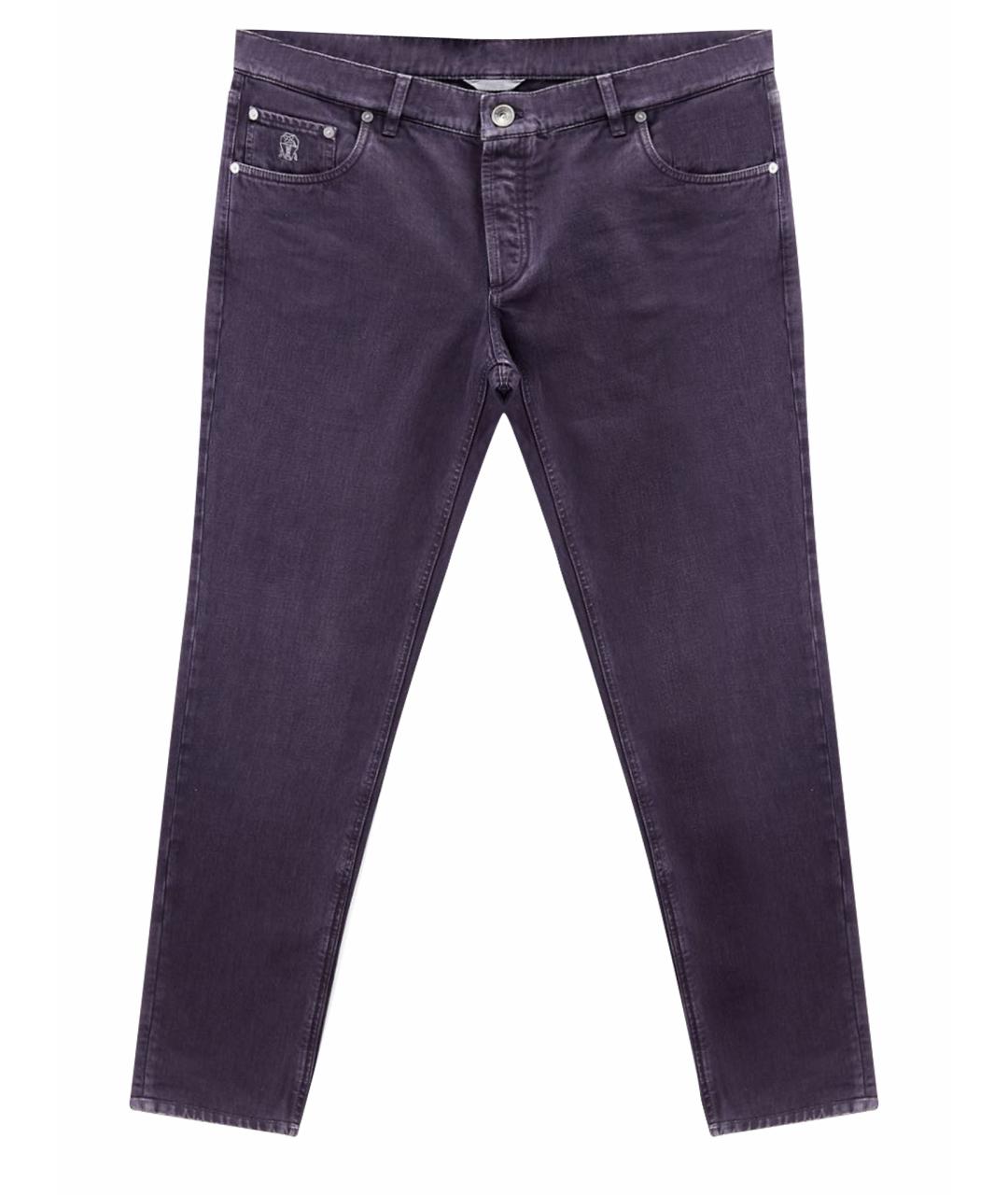 BRUNELLO CUCINELLI Фиолетовые хлопковые прямые джинсы, фото 1