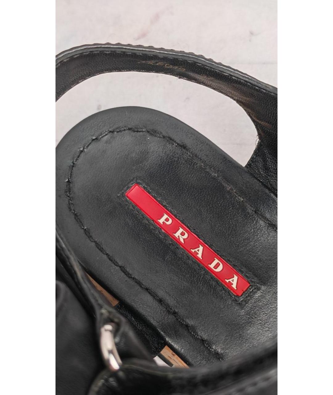 PRADA Черные кожаные сандалии, фото 8