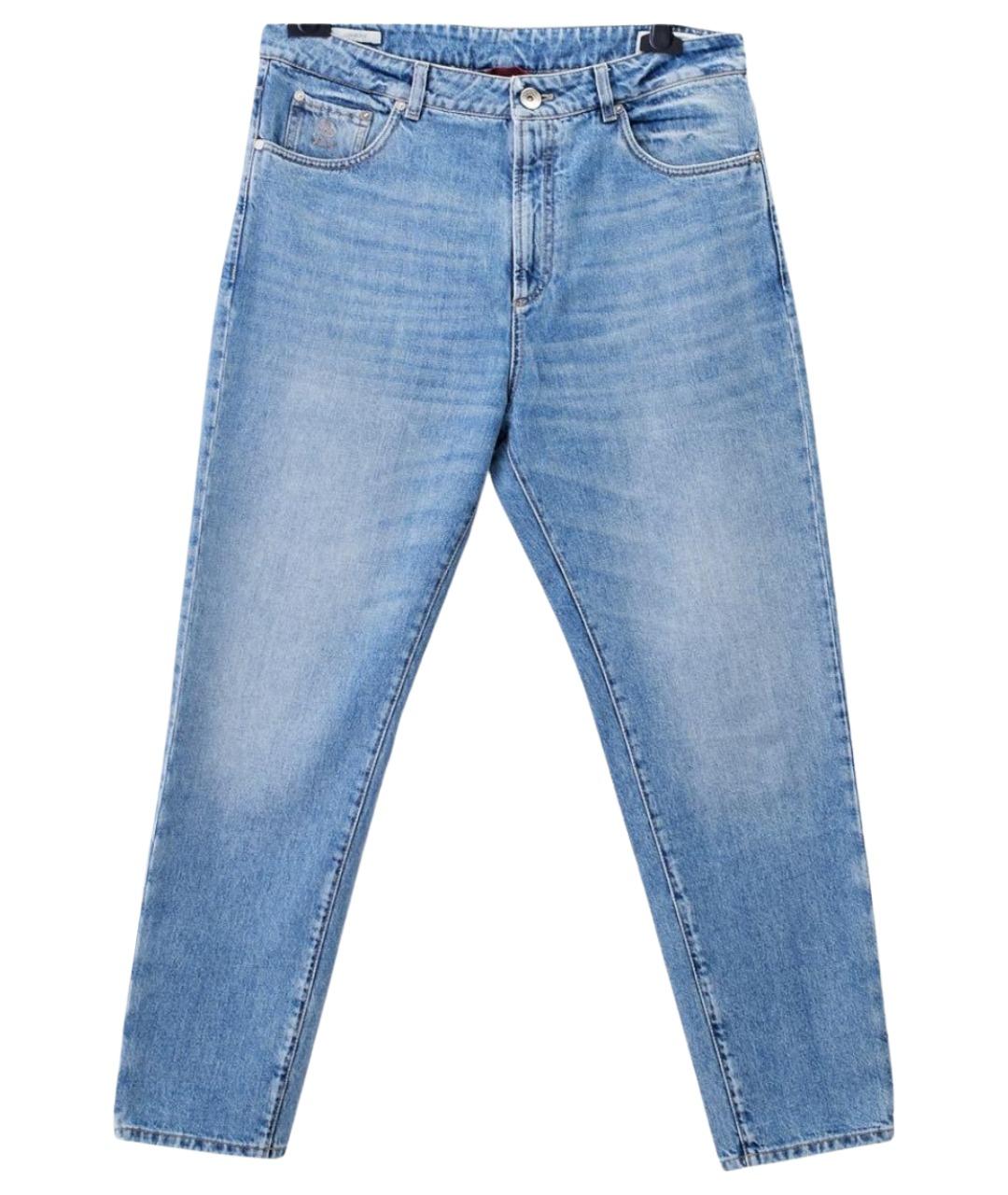 BRUNELLO CUCINELLI Голубые хлопковые джинсы скинни, фото 1