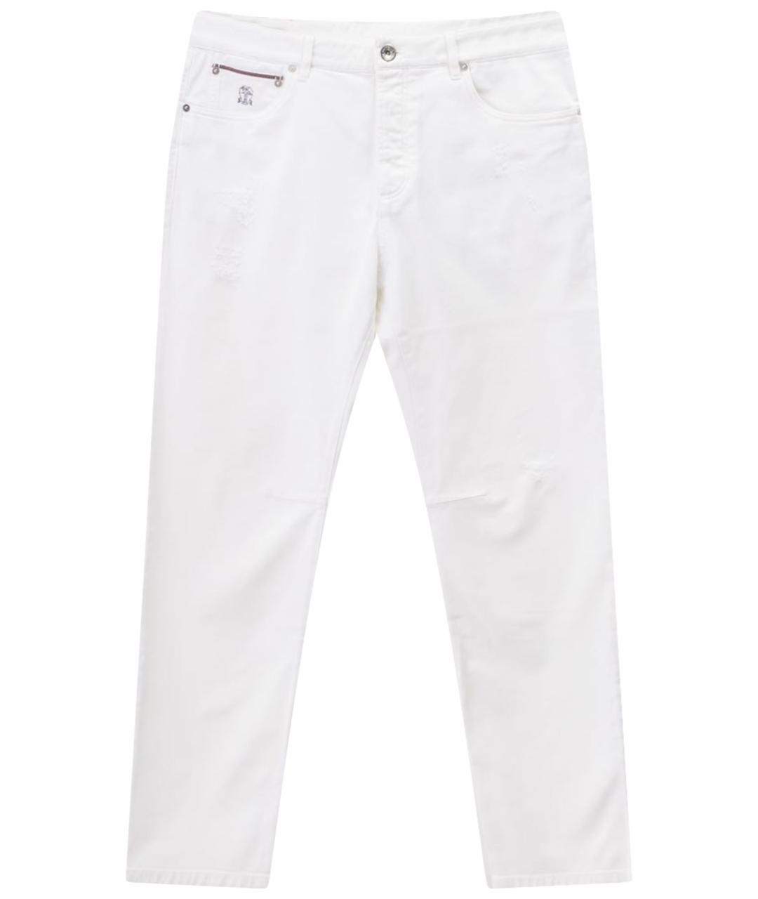 BRUNELLO CUCINELLI Белые хлопковые джинсы скинни, фото 1
