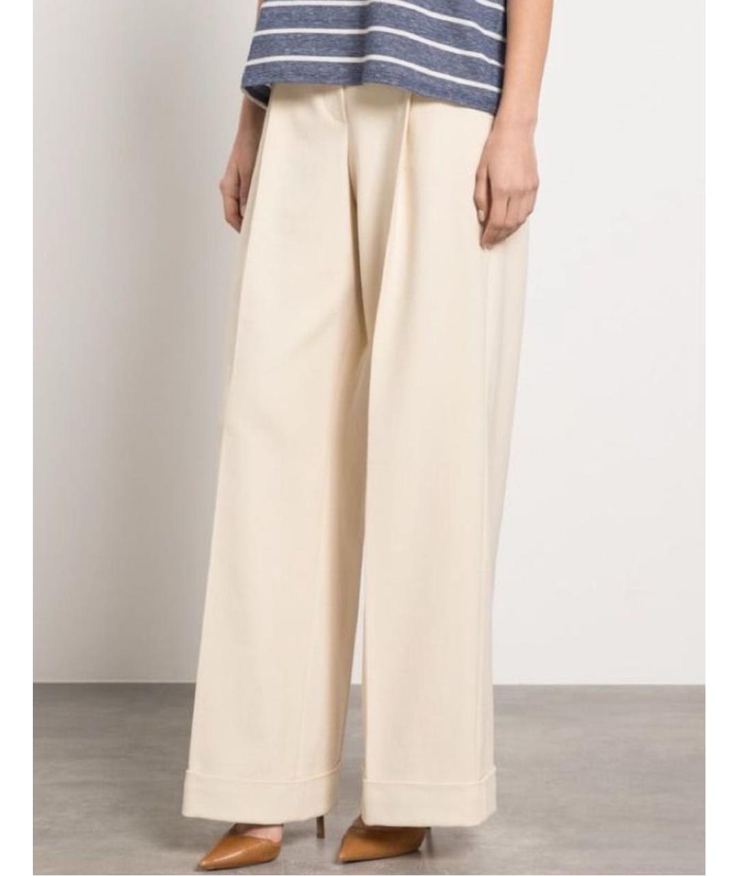 SPORTMAX Бежевые хлопковые брюки широкие, фото 5