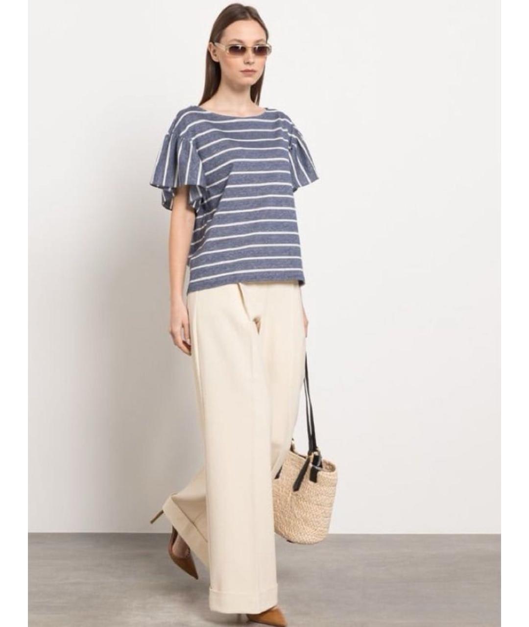 SPORTMAX Бежевые хлопковые брюки широкие, фото 7