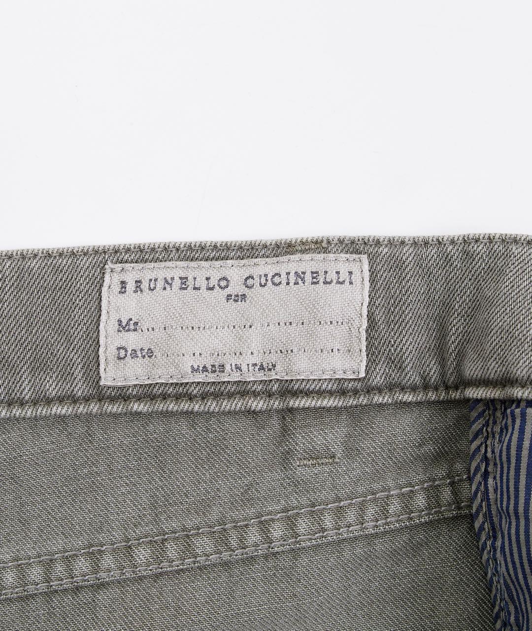 BRUNELLO CUCINELLI Хаки хлопковые джинсы слим, фото 4