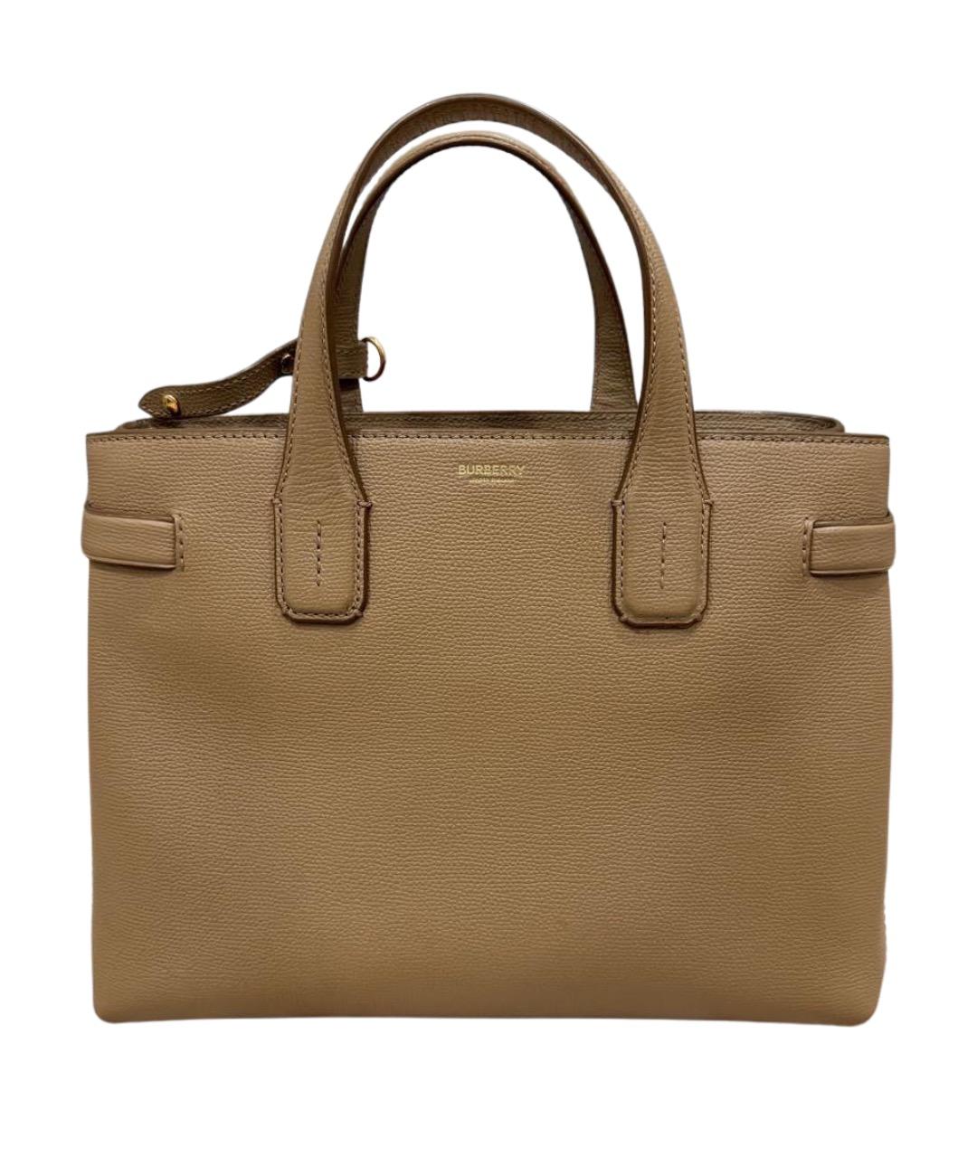 BURBERRY Бежевая кожаная сумка с короткими ручками, фото 1