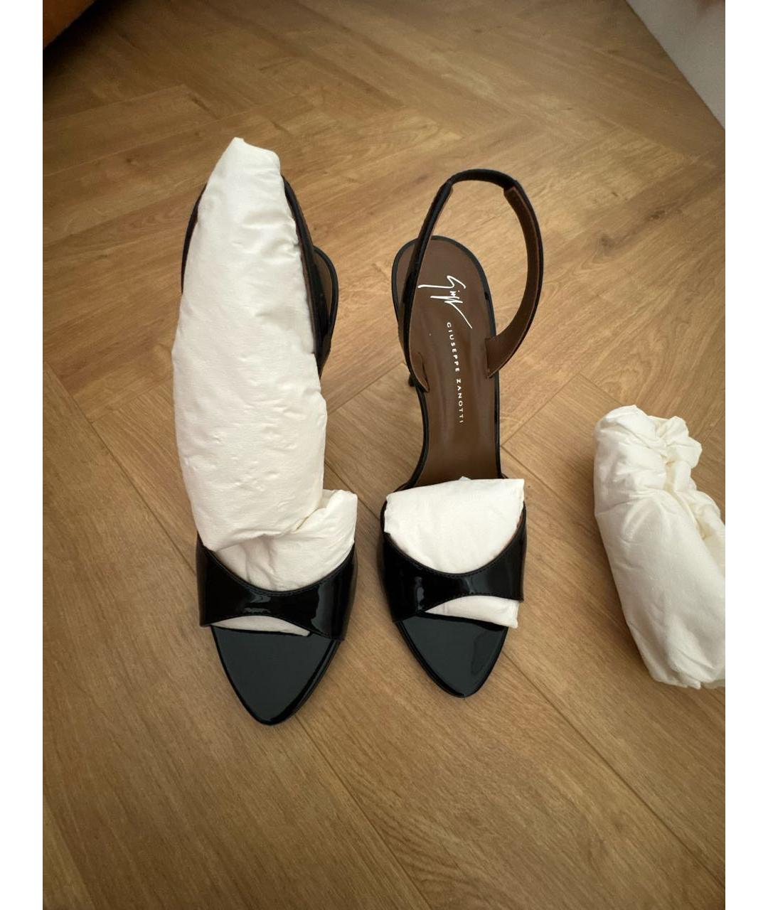 GIUSEPPE ZANOTTI DESIGN Черные босоножки из лакированной кожи, фото 2