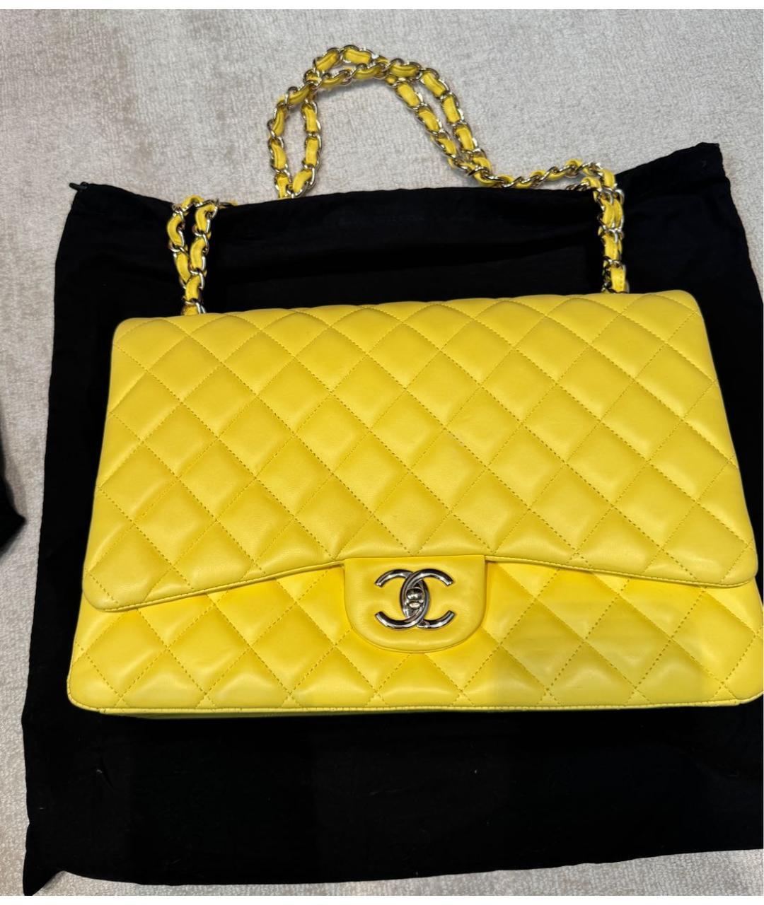 CHANEL Желтая кожаная сумка через плечо, фото 8