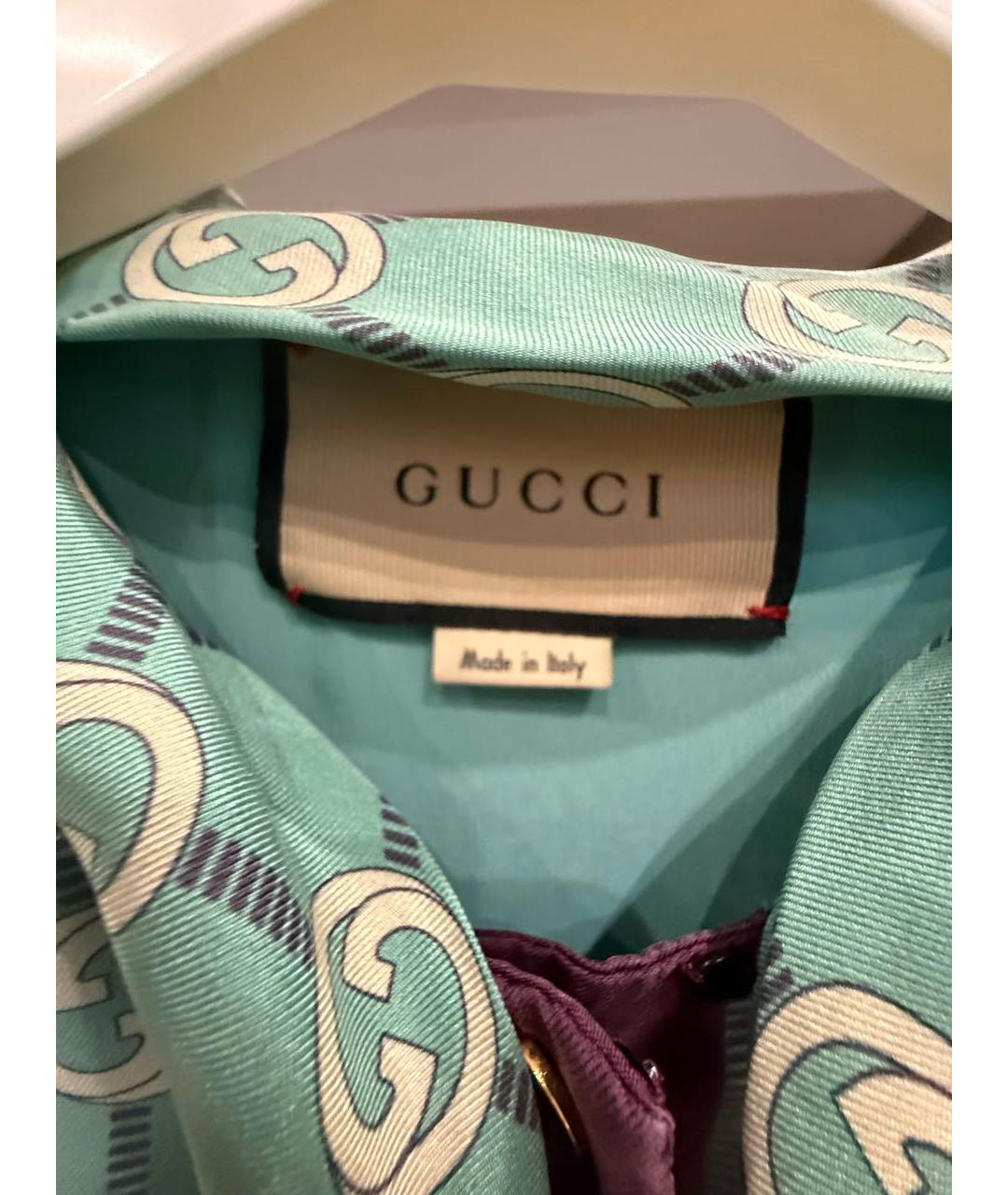 GUCCI Бирюзовое шелковое повседневное платье, фото 3