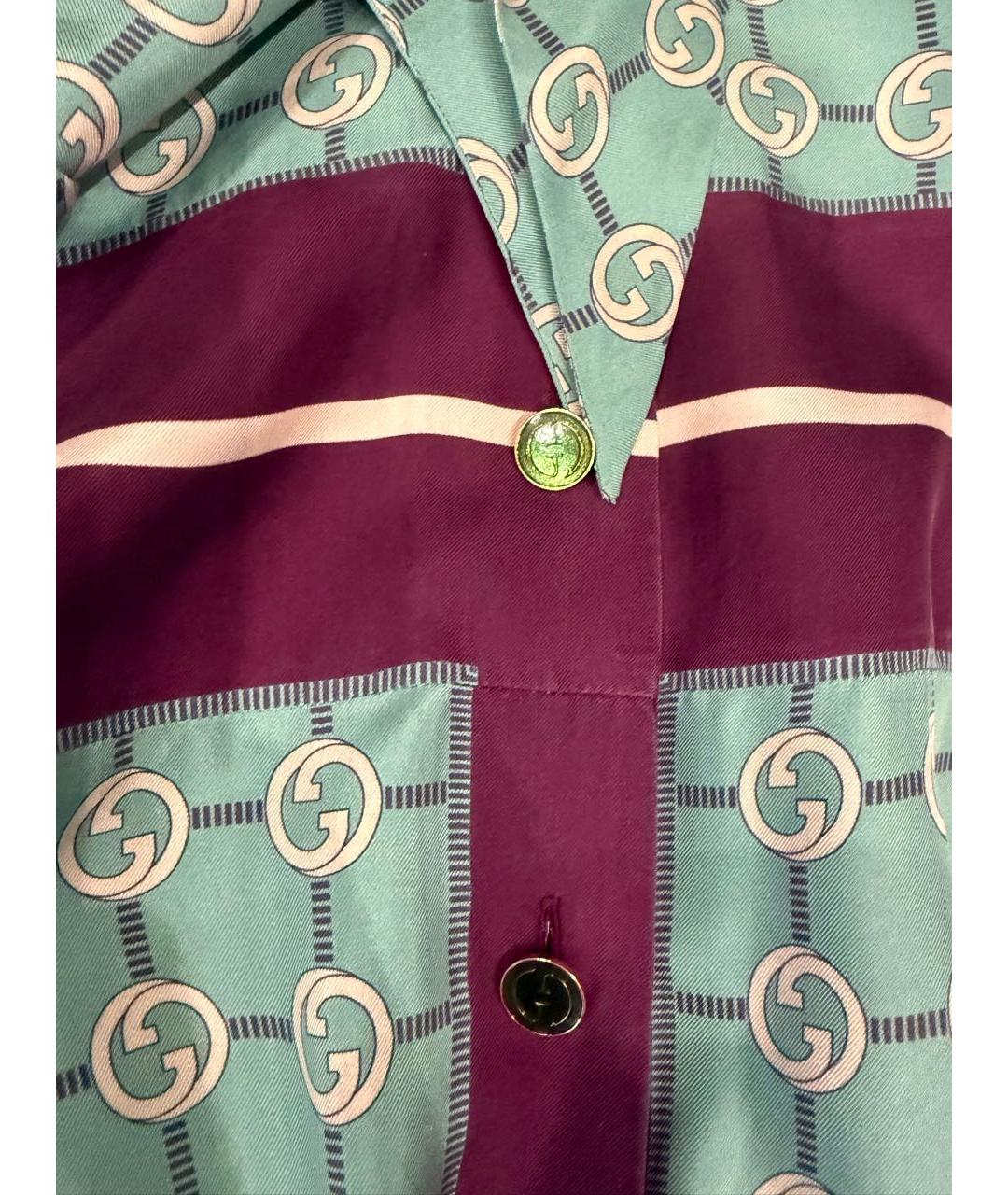 GUCCI Бирюзовое шелковое повседневное платье, фото 4
