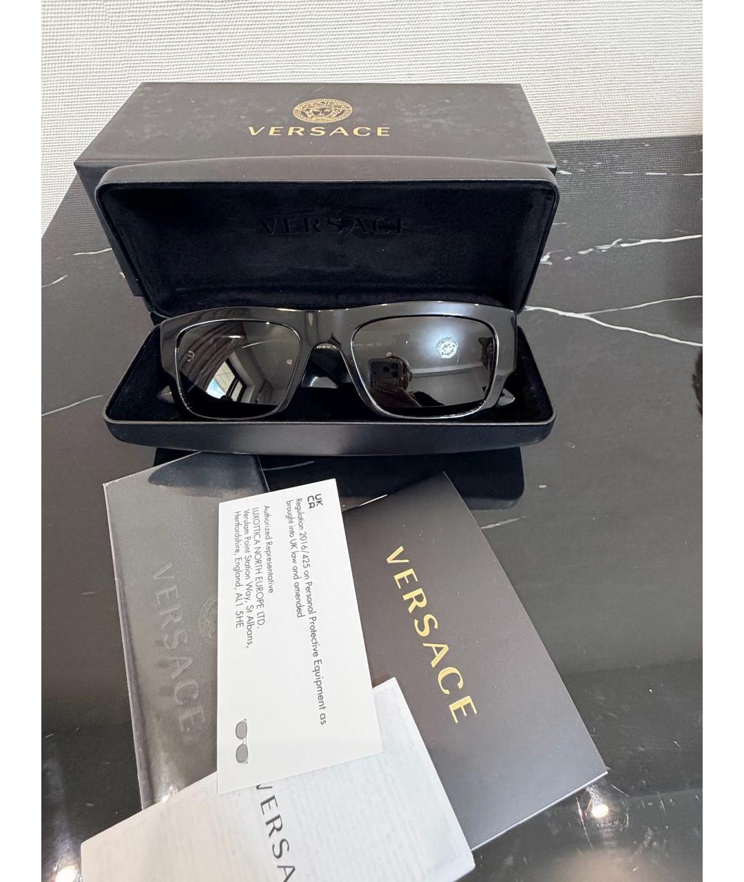 VERSACE Черные пластиковые солнцезащитные очки, фото 6
