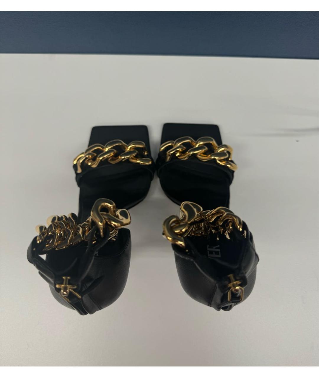 VERSACE Черные кожаные босоножки, фото 3