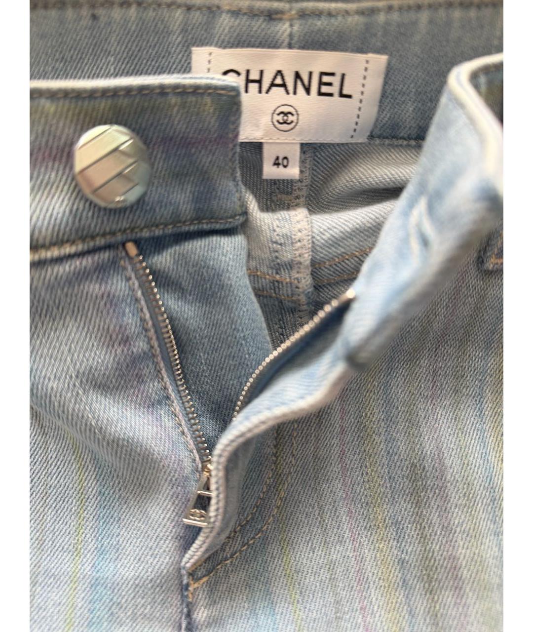 CHANEL Голубые хлопковые прямые джинсы, фото 2