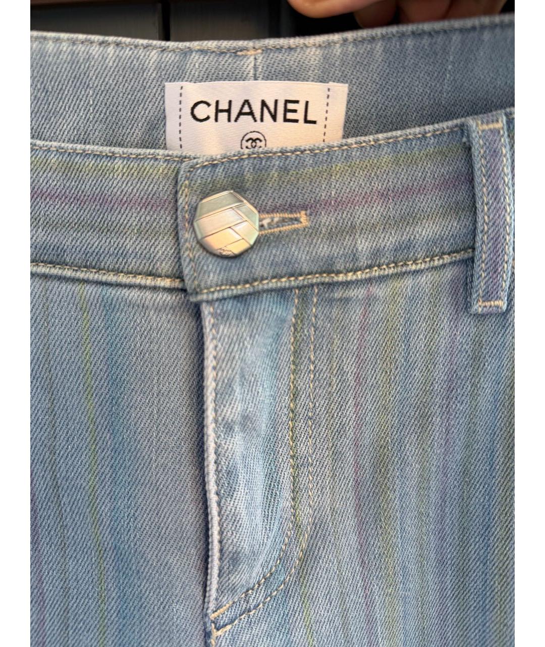 CHANEL Голубые хлопковые прямые джинсы, фото 4