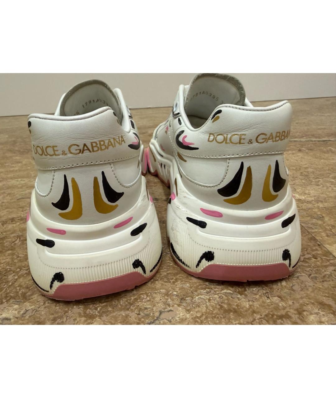 DOLCE&GABBANA Белые кожаные кроссовки, фото 3