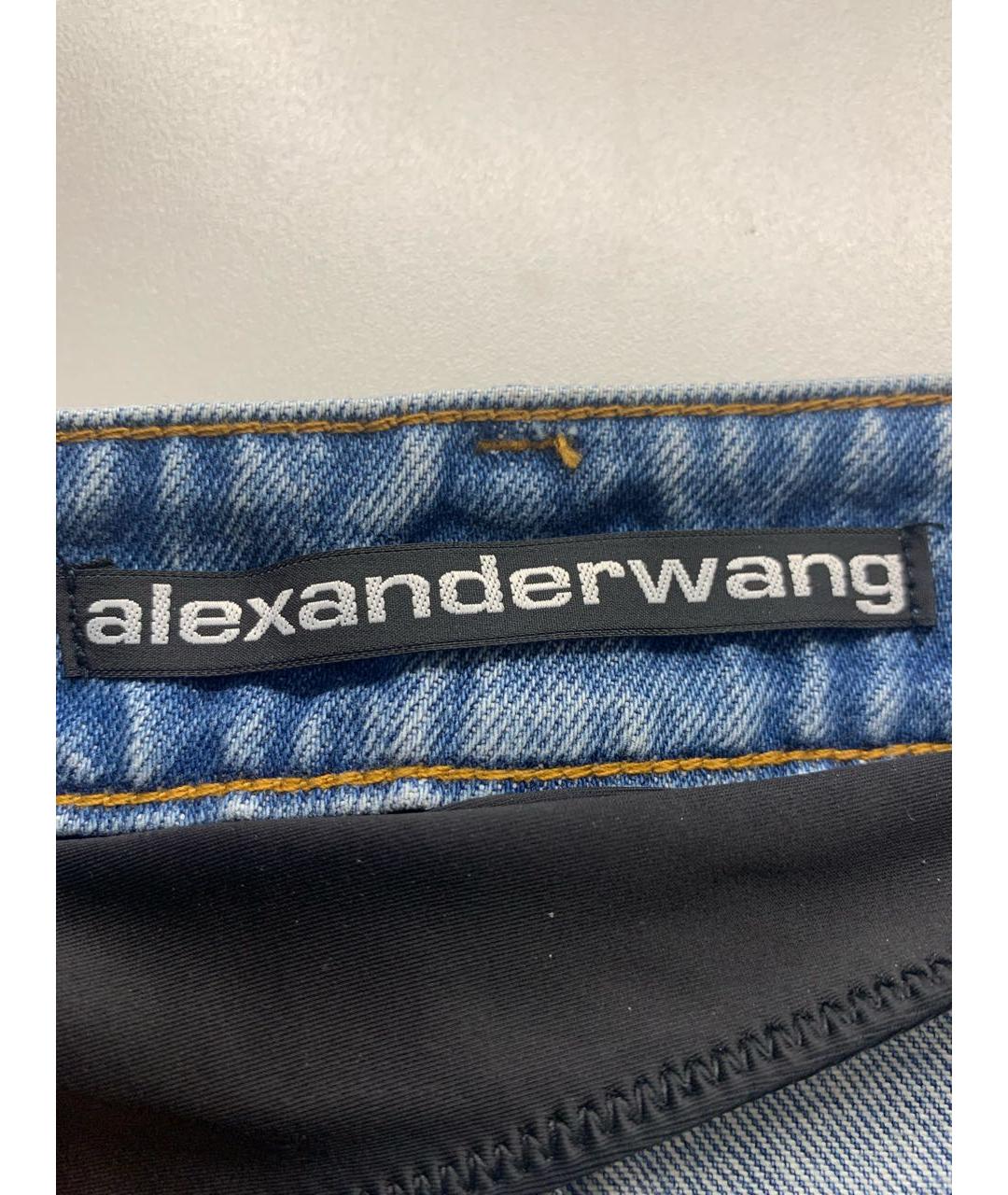 ALEXANDER WANG Голубая хлопковая юбка мини, фото 5