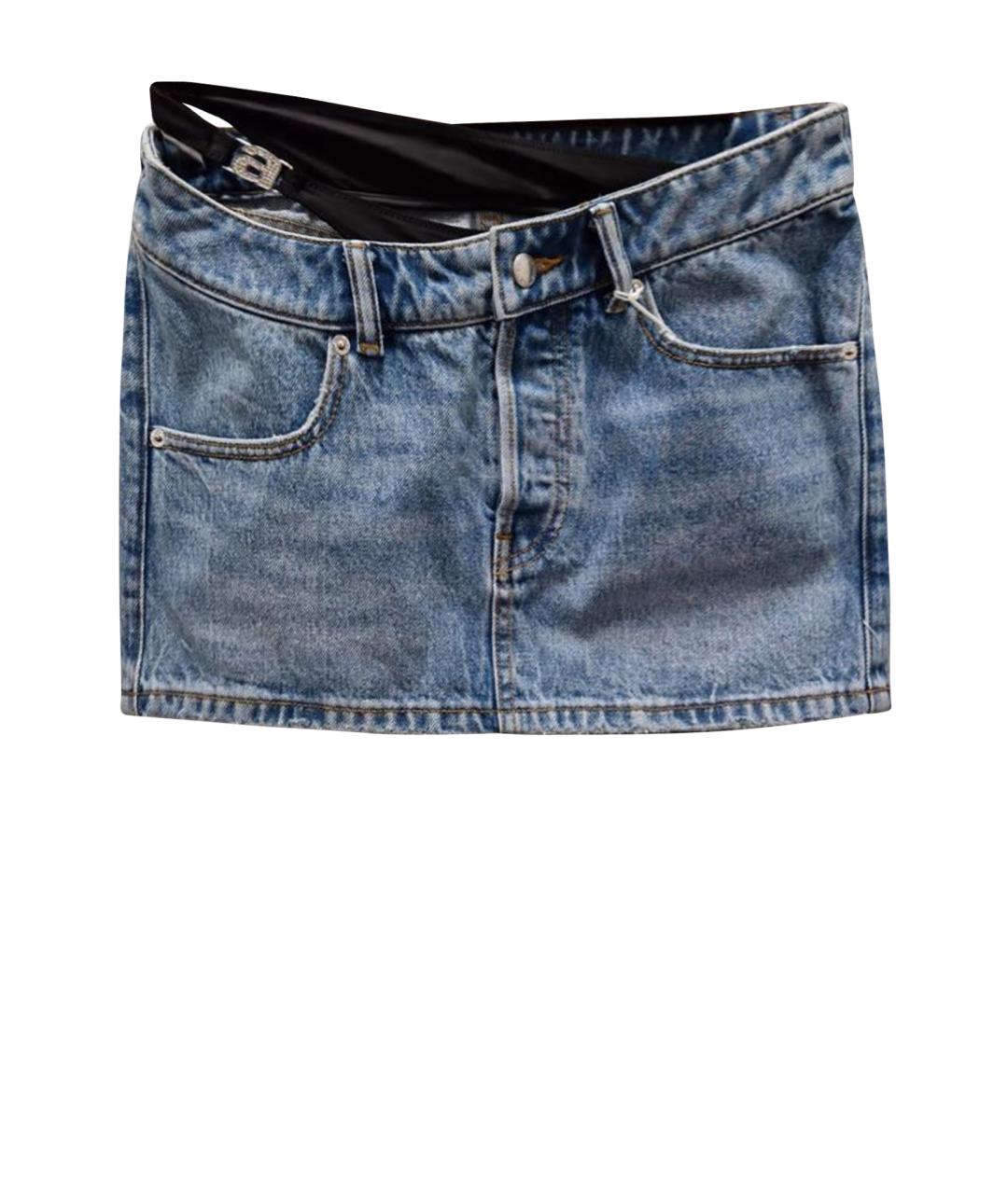 ALEXANDER WANG Голубая хлопковая юбка мини, фото 1