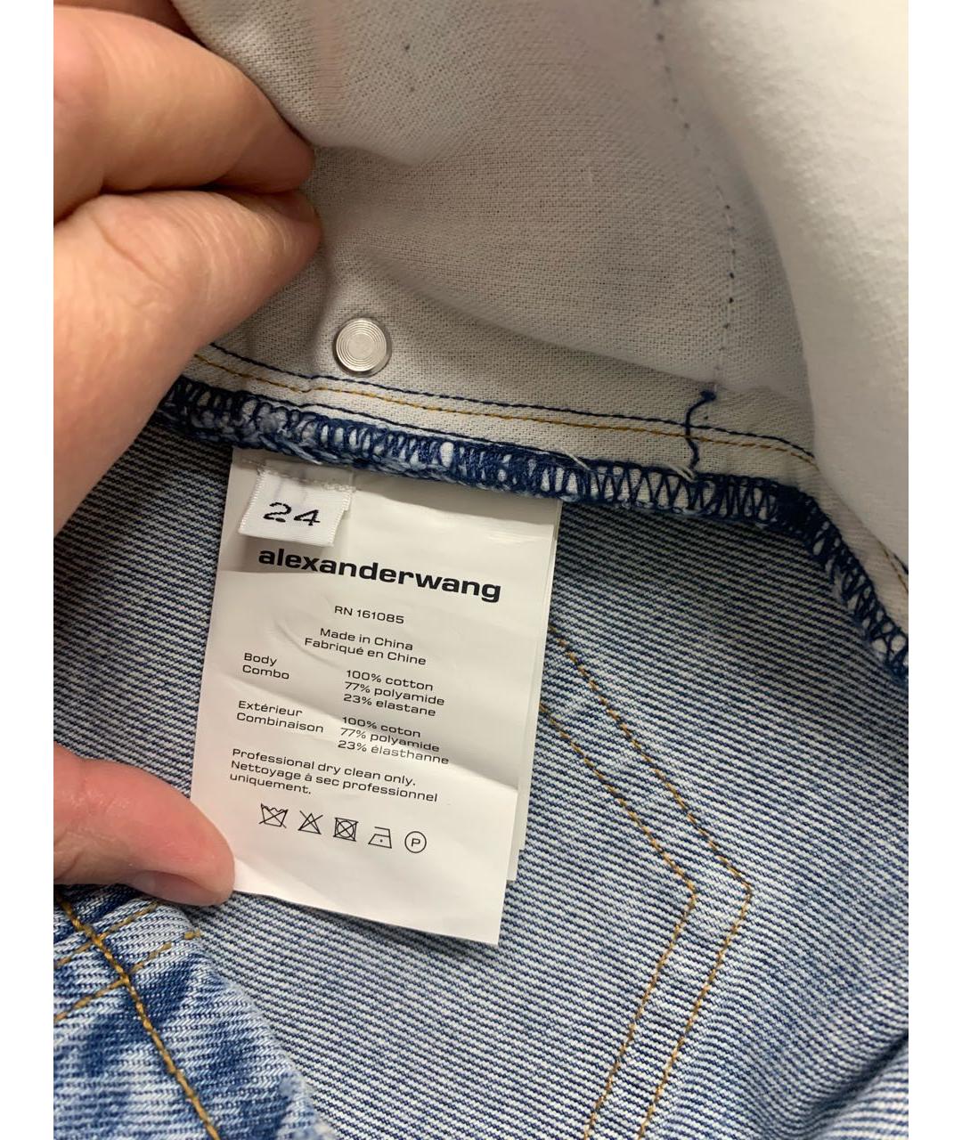ALEXANDER WANG Голубая хлопковая юбка мини, фото 6