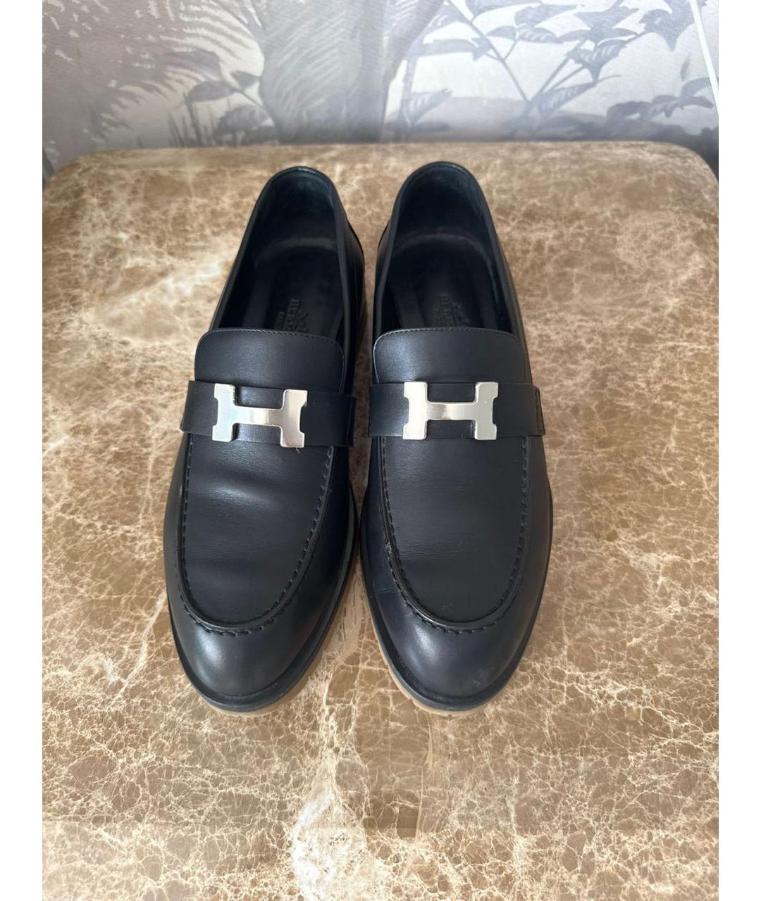HERMES Черные кожаные лоферы, фото 2